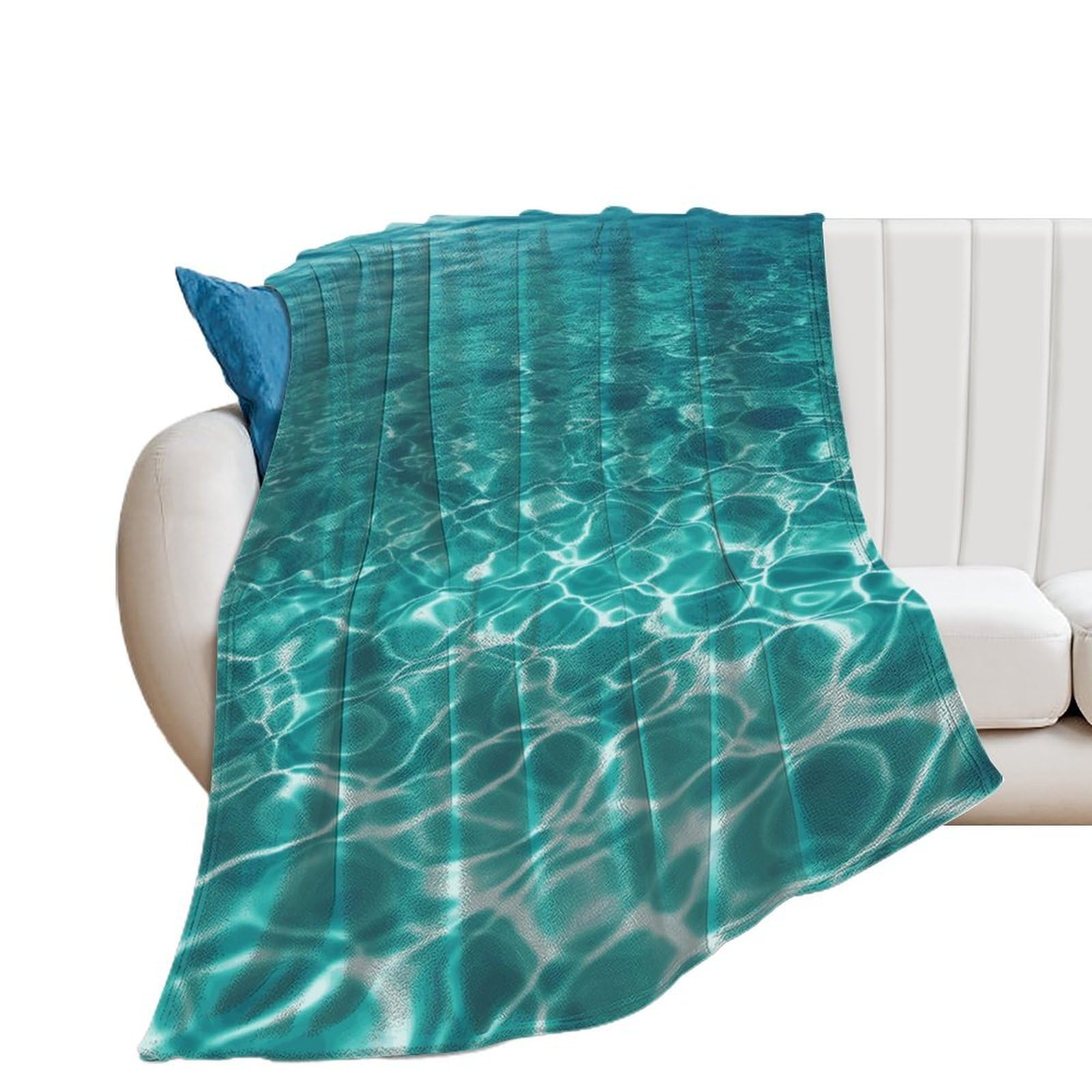 Couverture flanelle lit canapé voyage camping legere bleu turquoise confortable