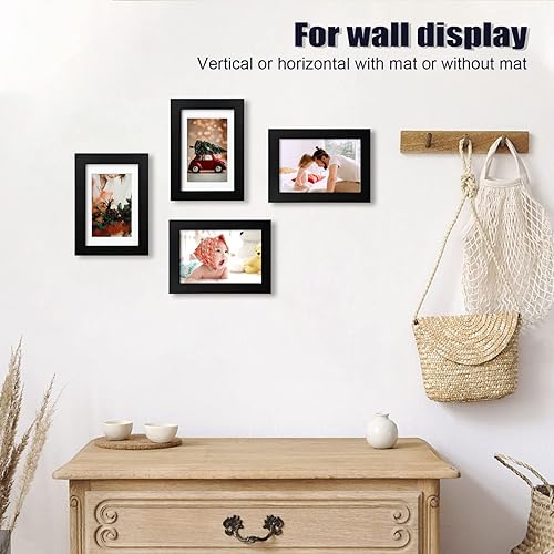 Miniatura 7 de KINLINK Portarretratos de madera maciza de 4 x 6 pulgadas con plexiglás acrílico para 3.5 x 5 pulgadas con paspartú, mesa y pared, 4 x 6 pulgadas,