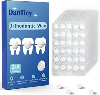 DanTicy Orthodontic Wax for Braces, Pre-Cut, Bowl Shape, 240 Pcs Unflavored