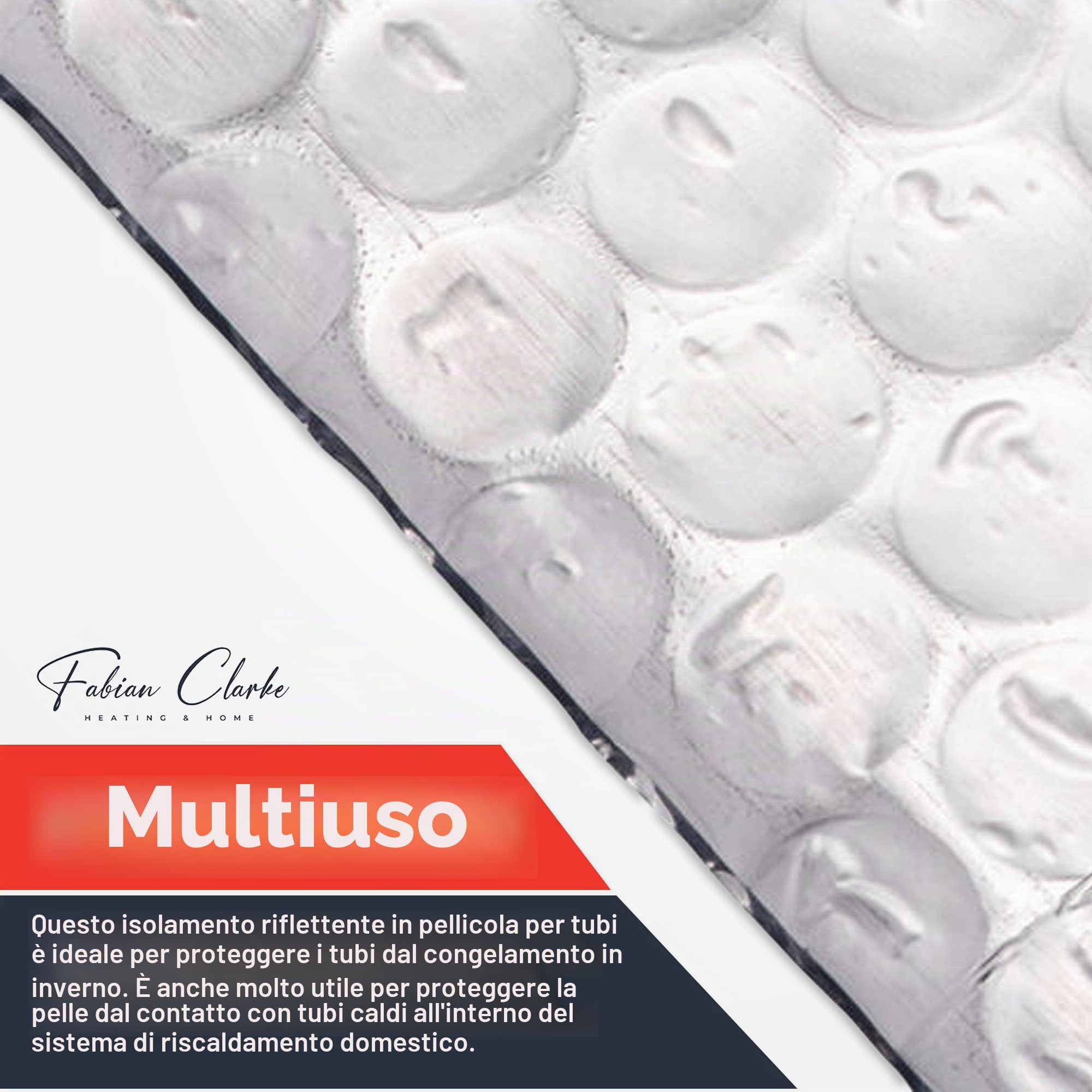 Pellicola isolante per tubi, 7,5 m x 80 mm, a risparmio energetico termico per isolamento di tubi e condotti interni o esterni