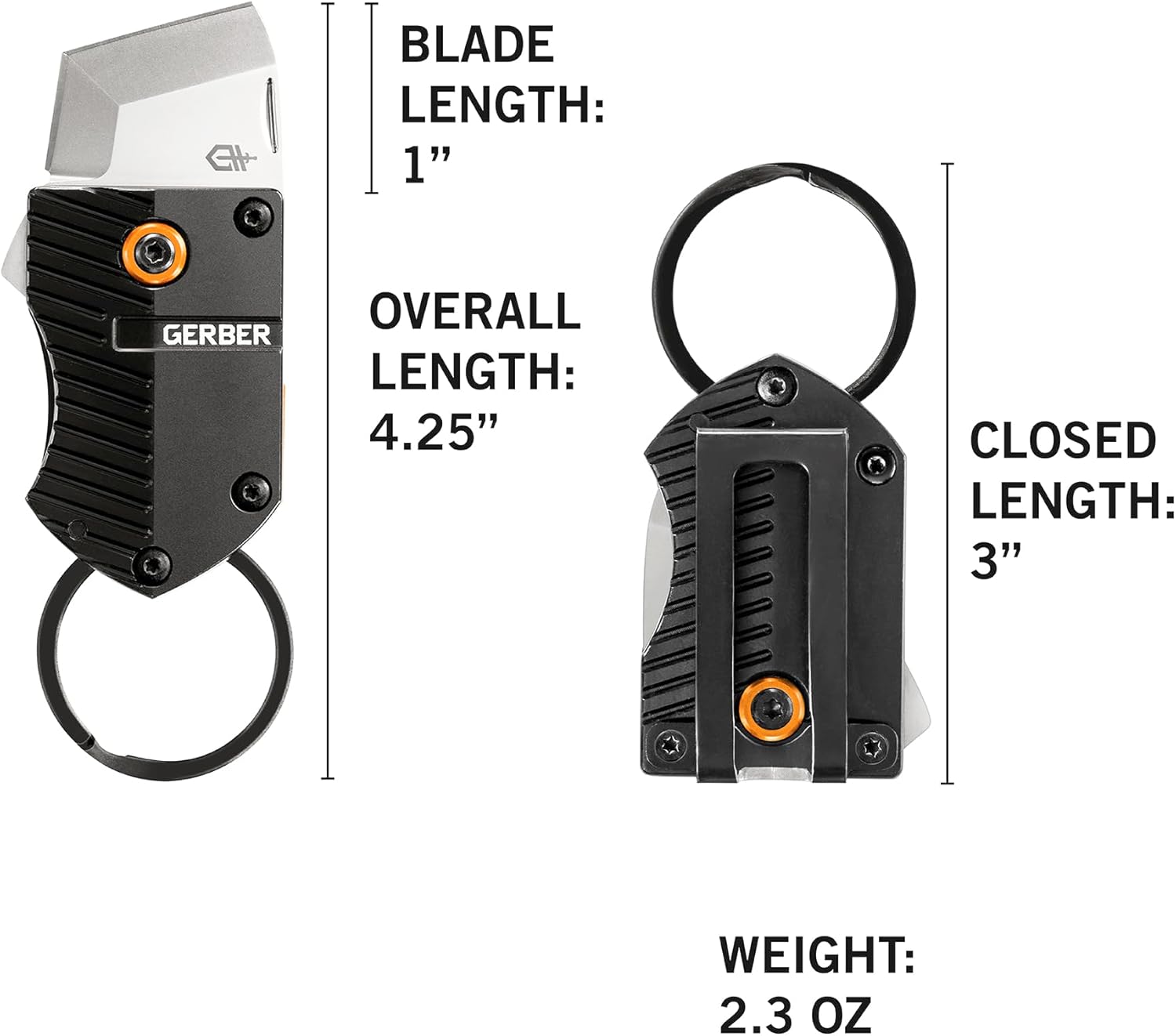 Gerber Gear Key Note Pocket Knife, 1" Plain Edge Box Cutter EDC Keychain Pocket Knife for Everyday Carry, Black