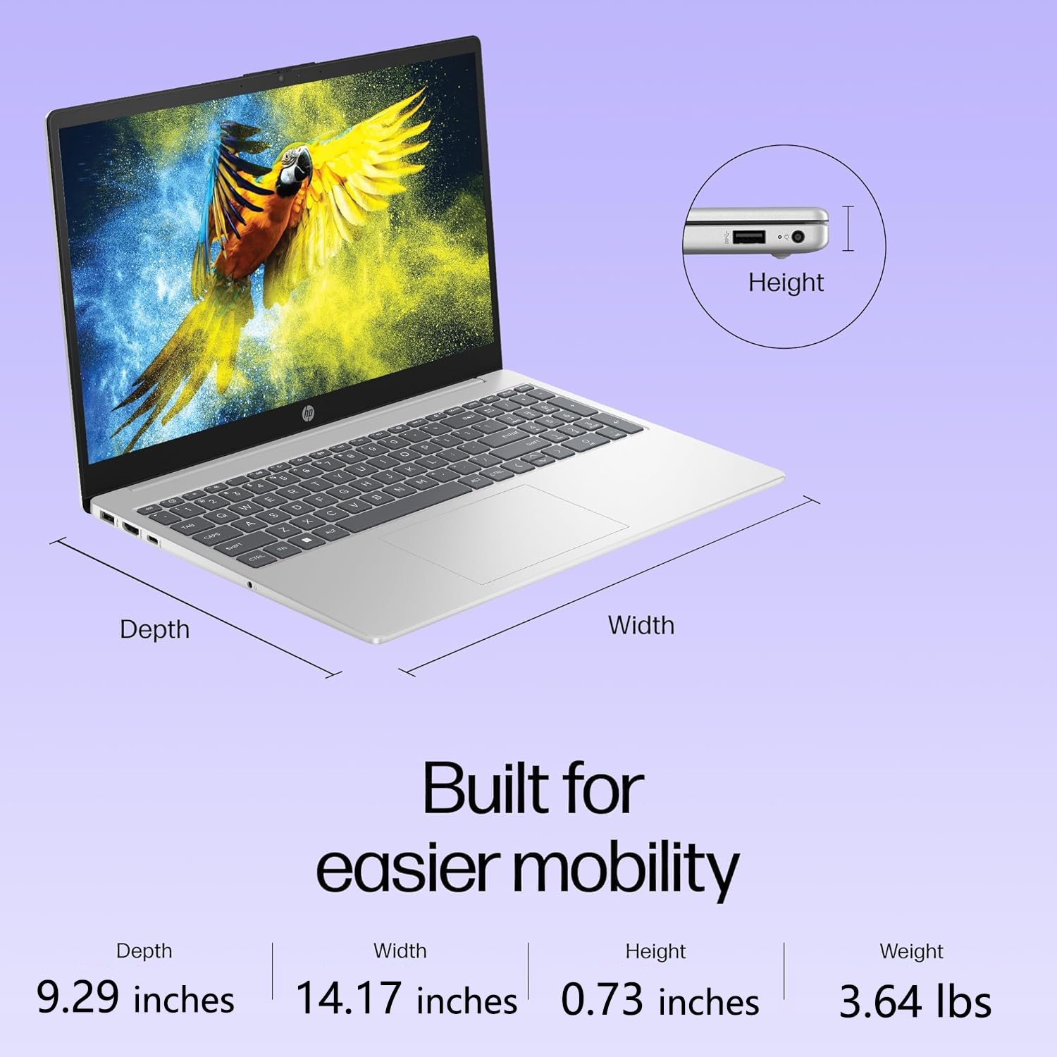 HP Laptop Computer, 15.6“ FHD Display, Intel 4-Core Processor, 16GB DDR4 RAM, 256GB PCIe SSD, WiFi 6, Bluetooth 5.3, USB-C, HDMI, Webcam, Numeric Keypad, Natural Silver, Windows 11 Home