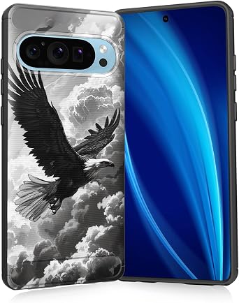 for Pixel 8 Case,Slim Thin Silicone Soft Flexible TPU Brushed Black Anti-Scratch Shockproof Protective Cover for Google Pixel 8,Eagle in Flight