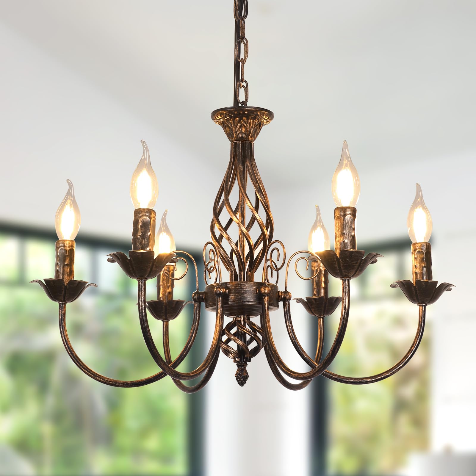 Comely Kronleuchter Moderne, 6 Lichter E14 Industrielle Verstellbare Kette Pendelleuchte, Antik Industrie Hängeleuchte Pendellampe Vintage für Wohnzimmer, Schlafzimmer, Esstisch, Küche, Esszimmer