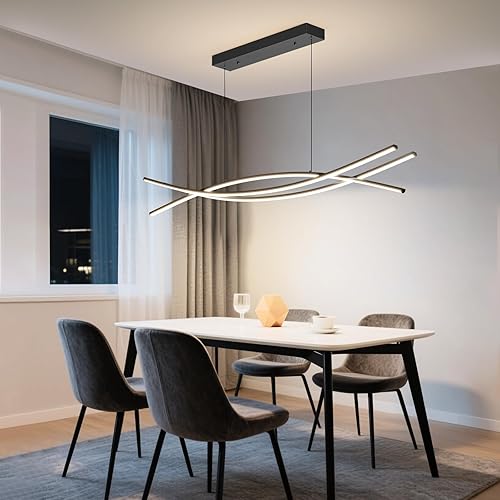 Miniatura 8 de Lámpara de techo moderna, lámpara colgante de 39 pulgadas con control remoto de temperatura de color ajustable de 3000 a 6500 K, lámpara de