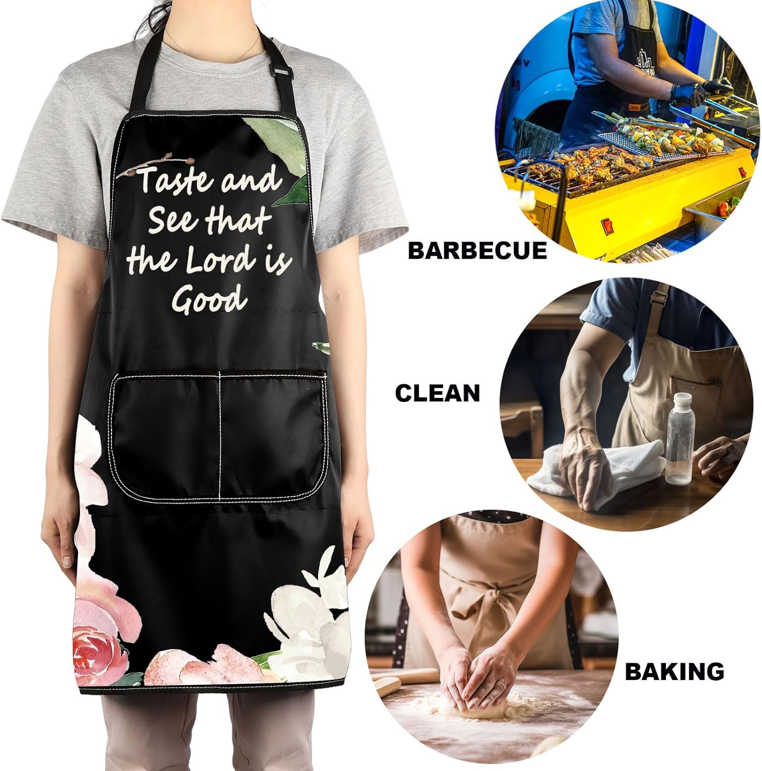 JNIAP Christian Kitchen Apron Christian Kitchen Gifts Bible Verse Apron Taste And See That The Lord Is Good Apron - Image 5