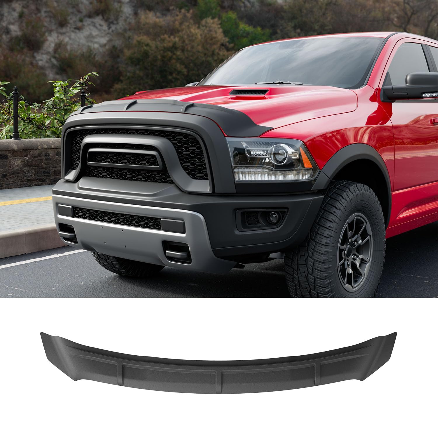 Motorhaubenschutz kompatibel mit Dodge RAM 1500 2009–2018 TPE-Schild Ersatz