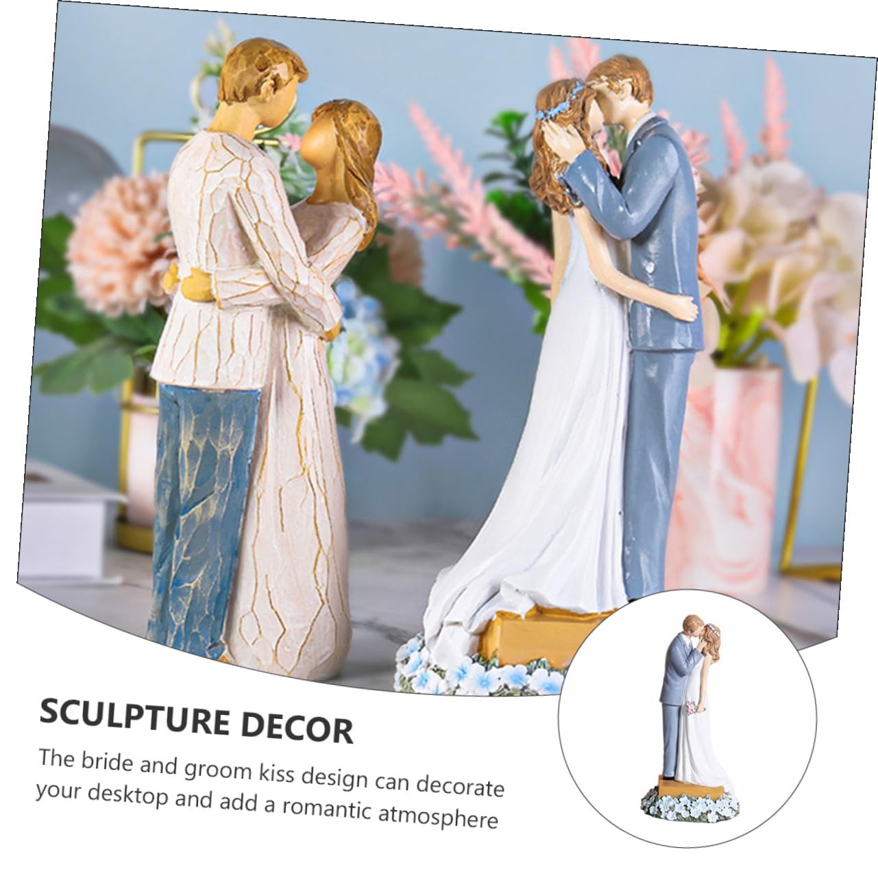 Ornements de Mariage pour Couples Décorations Sculpturales Figurines de Table Originales