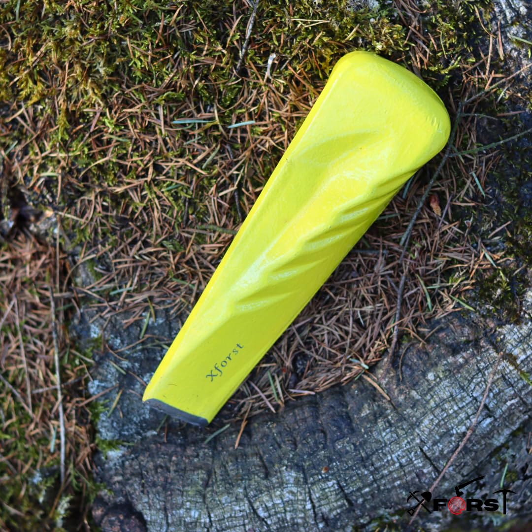 Xforst Coin à Fendre Hélicoïdal Jaune Haute Visibilité – Coin Éclateur Bois en Acier Forgé Plein 2,25 kg / 21 cm – Bois de Chauffage, Bois Dur, Travaux Forestiers – Version Coin Seul – SK5J
