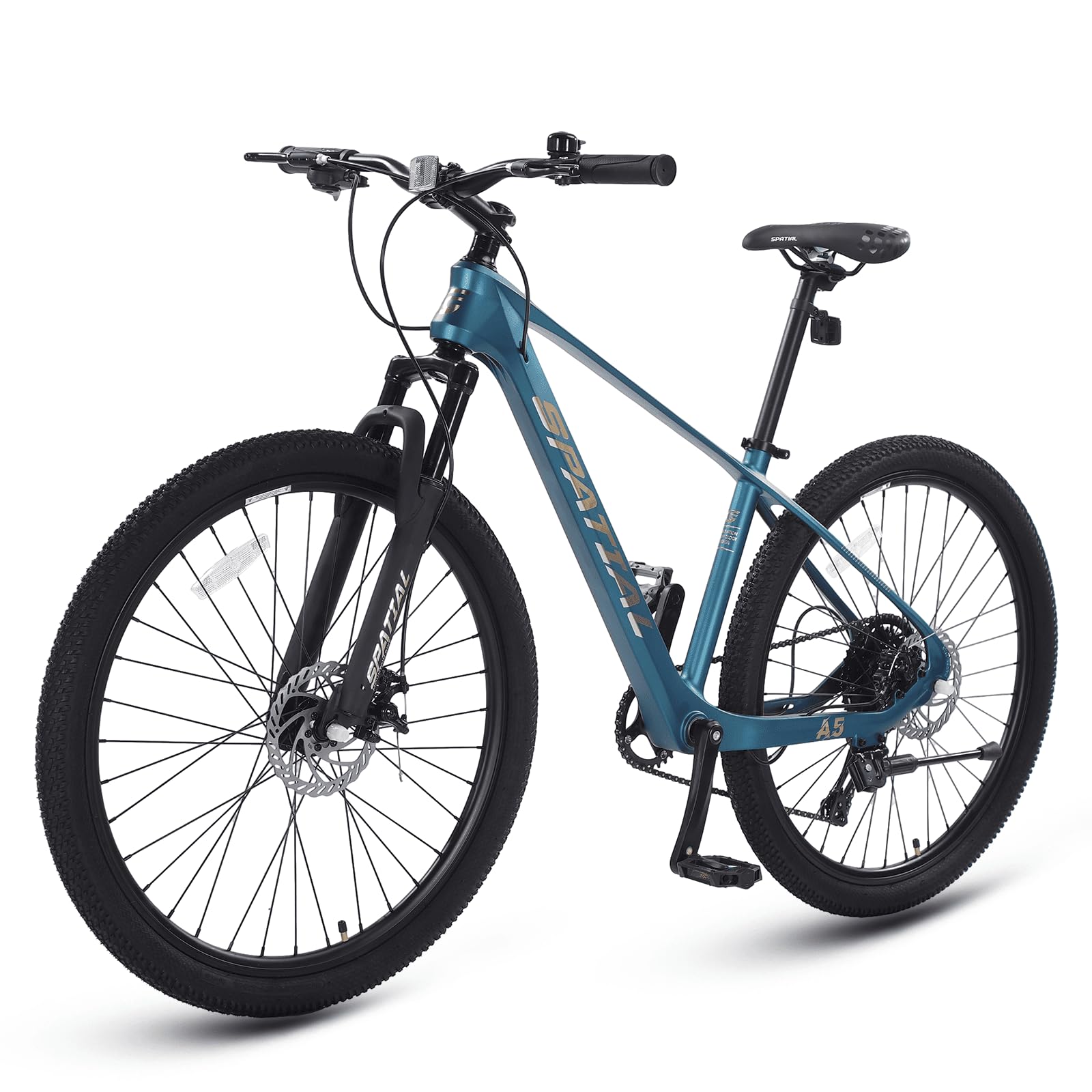 SPATIAL Bicicleta de montaña, 24/26/27,5/29 Pulgadas, 21/8 velocidades, Frenos de Disco Dobles, Asiento ergonómico Ajustable para Hombres, Mujeres, Adultos