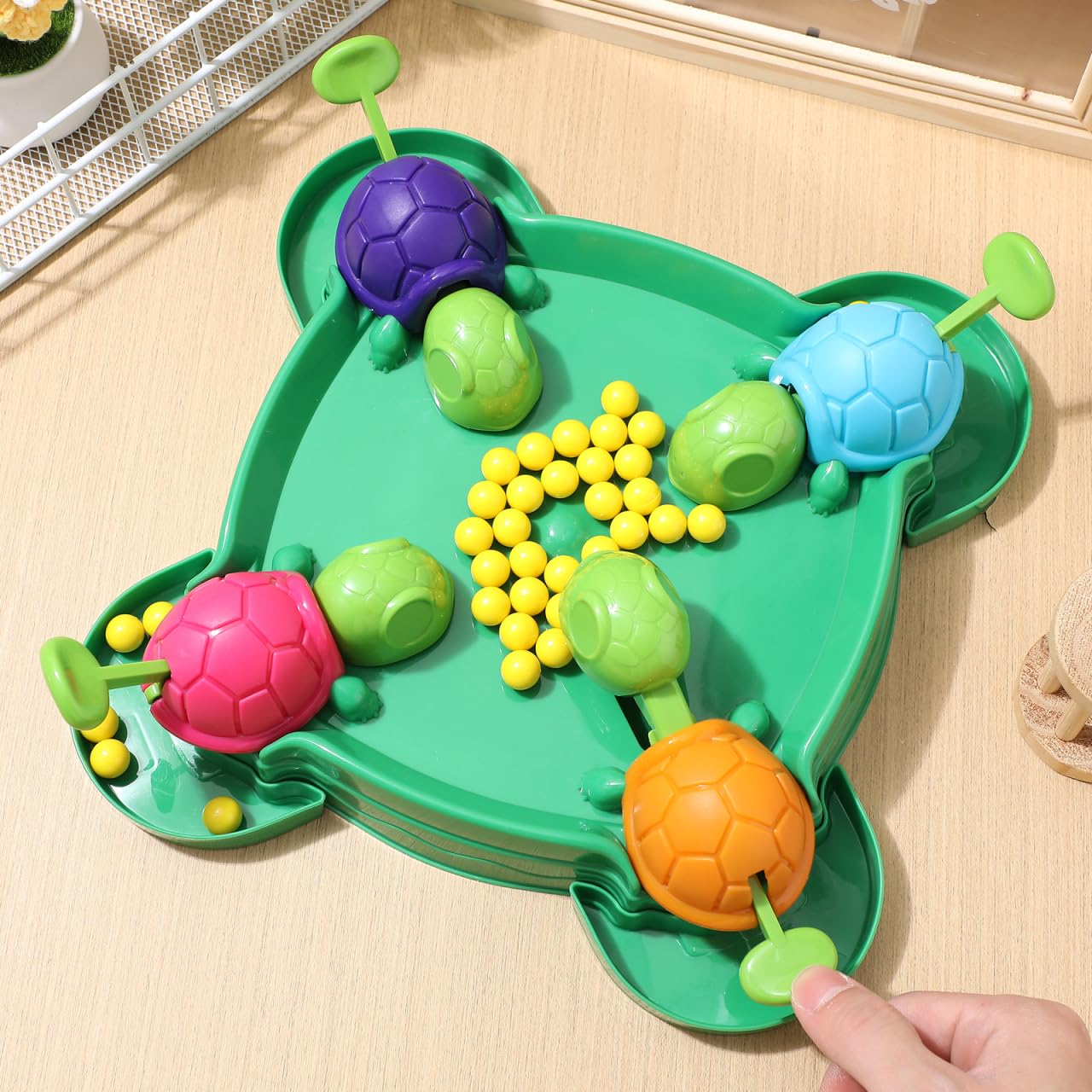 Amosfun Jeu de société Tortue affamée - Jeu Intense avec réflexes Rapides - de Perles - de Bouche préscolaire pour Enfants à partir de 3 Ans - pour 2 à 4 Joueurs