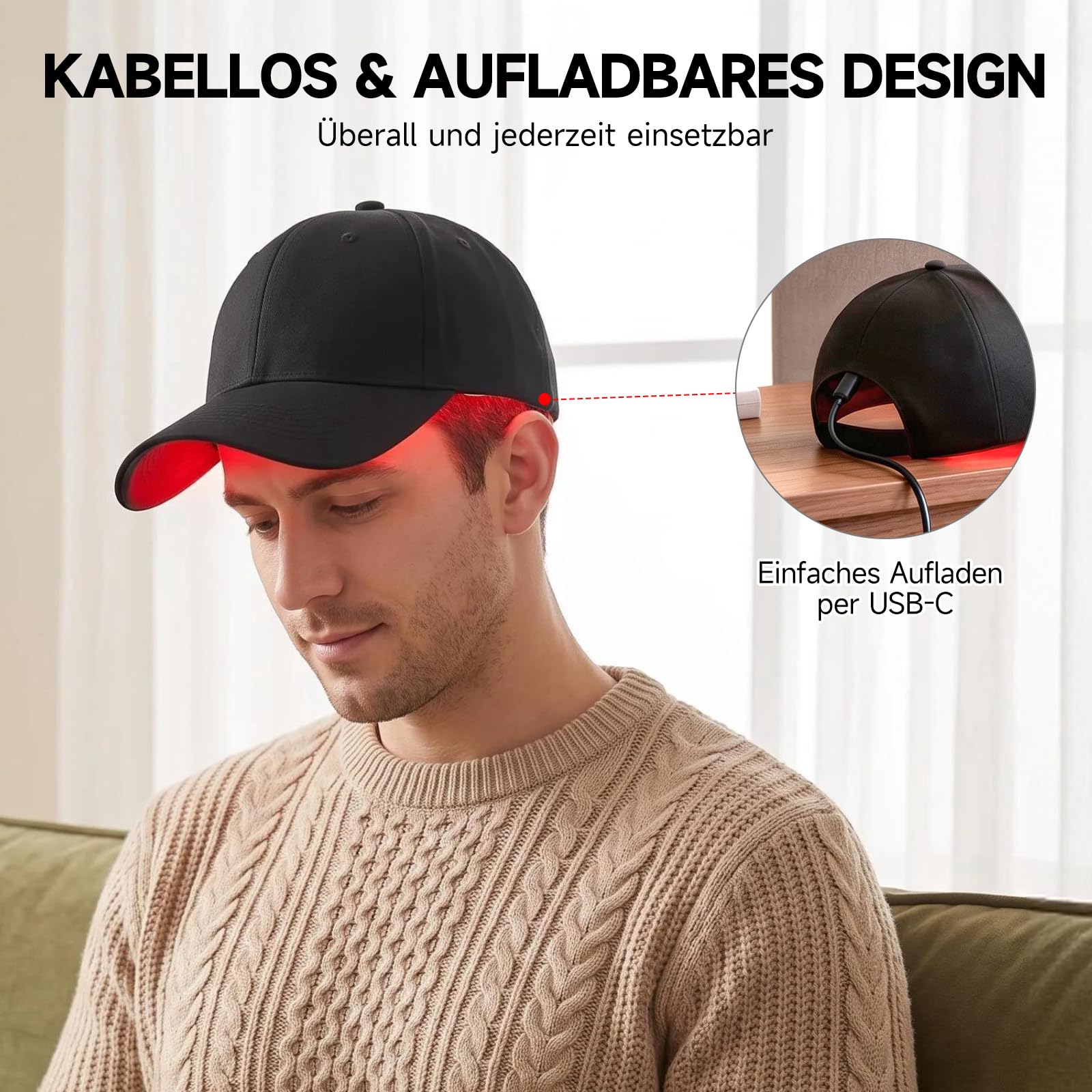 Casco Luce Rossa Crescita Capelli Regolabile Pannello Rimovibile 7 Modalità