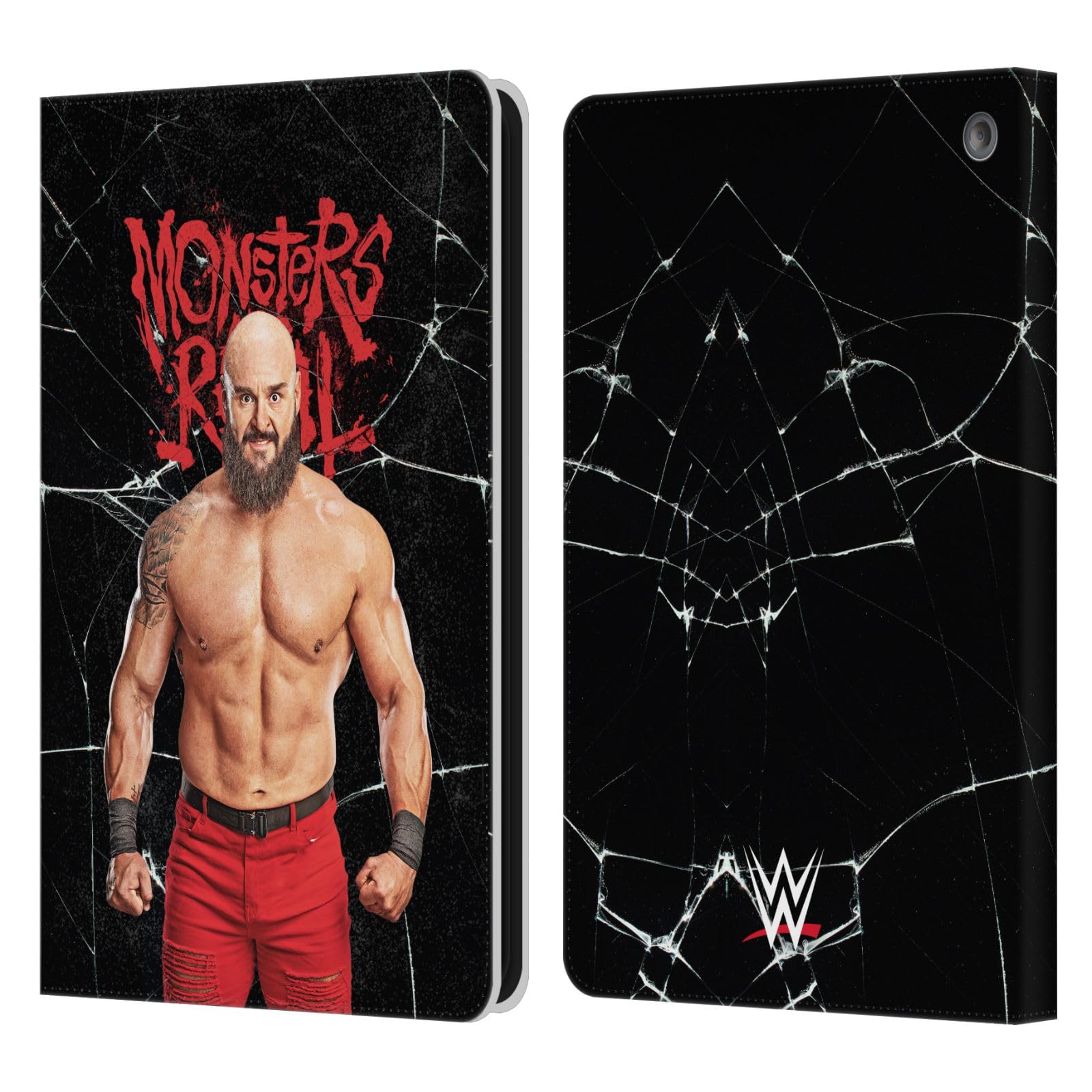 Head Case Designs Officially Licensed WWE Monsters are Real Braun Strowman Leather Book Wallet Case Cover Compatible with Fire HD 8/Fire HD 8 Plus 2020