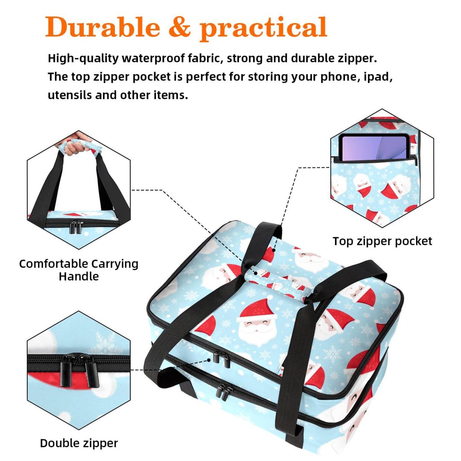 Grand sac à déjeuner isotherme pour homme et femme, double couche, étanche, étanche, réutilisable, sac fourre-tout pour le travail, l'école, le pique-nique, la plage, le camping, les voyages, le Père