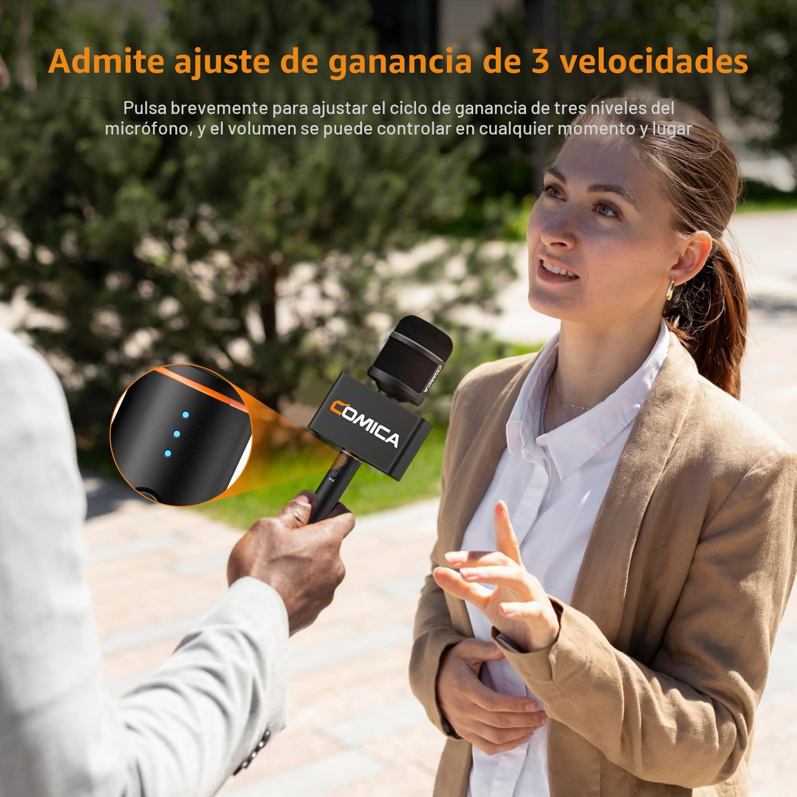 COMICA Revo S - Micrófono de mano inalámbrico para iPhone, micrófono de entrevista USB C, grabación de audio de 48 kHz/24 bits, batería de 15 horas, micrófono de smartphone para creador de contenido