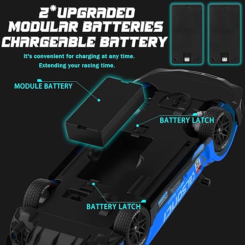 Miniatura 4 de Coche de control remoto RC Drift Car escala 116 4WD RC Car con luces LED 2.4GHz 17.4 mih RTR de alta velocidad de carreras de juguete deportivo para