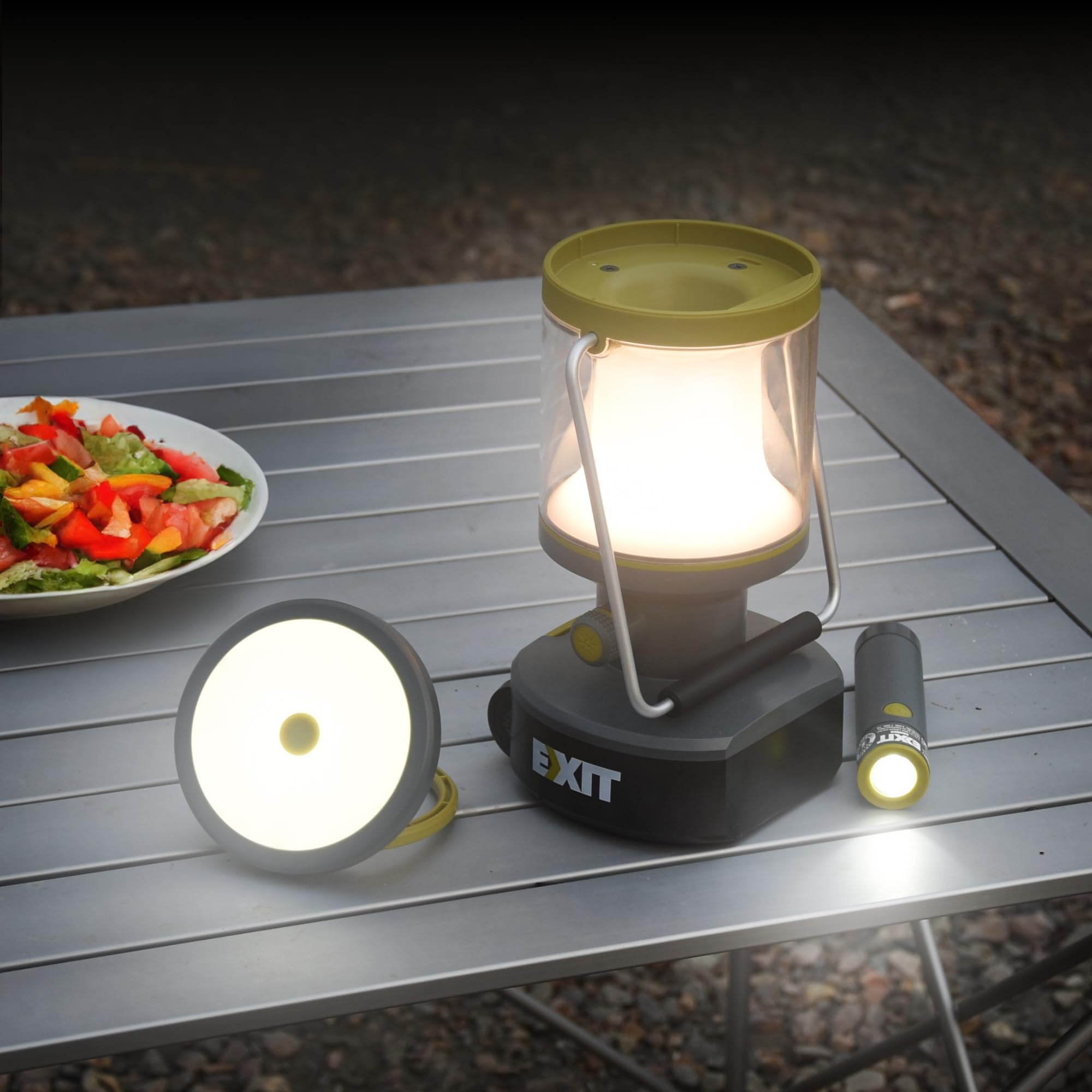 EXIT 20V 3-in-1 LED-Laterne, Campinglichter mit eingebauter Taschenlampe | Campinglampe aufladbar, multifunktionale Campinglichter mit eingebauter Taschenlampe, ideal für Jagd, Notfälle, 800 Lumen