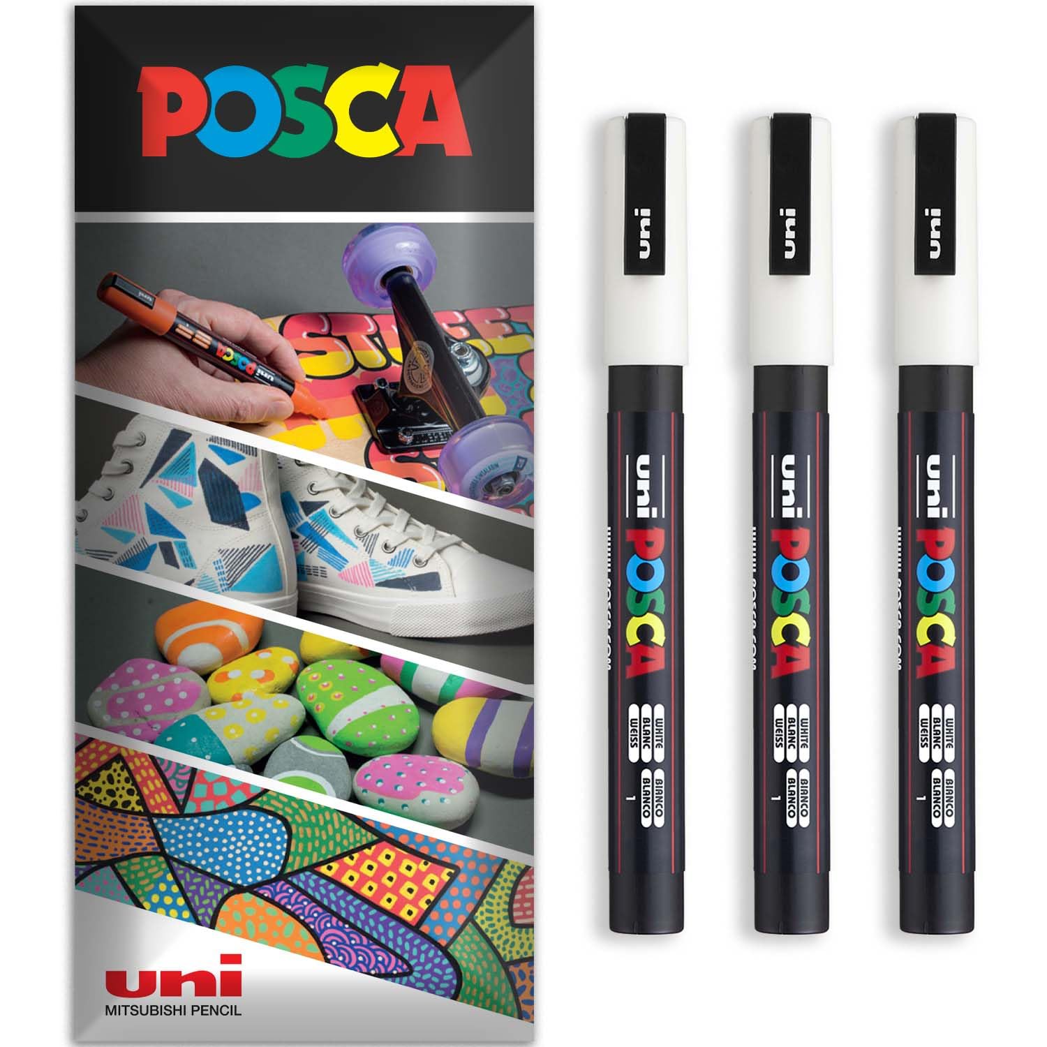 Uni Posca PC-3M Art Paint Markers, Set of 16, In 2 Gift Boxes, 0.9-1