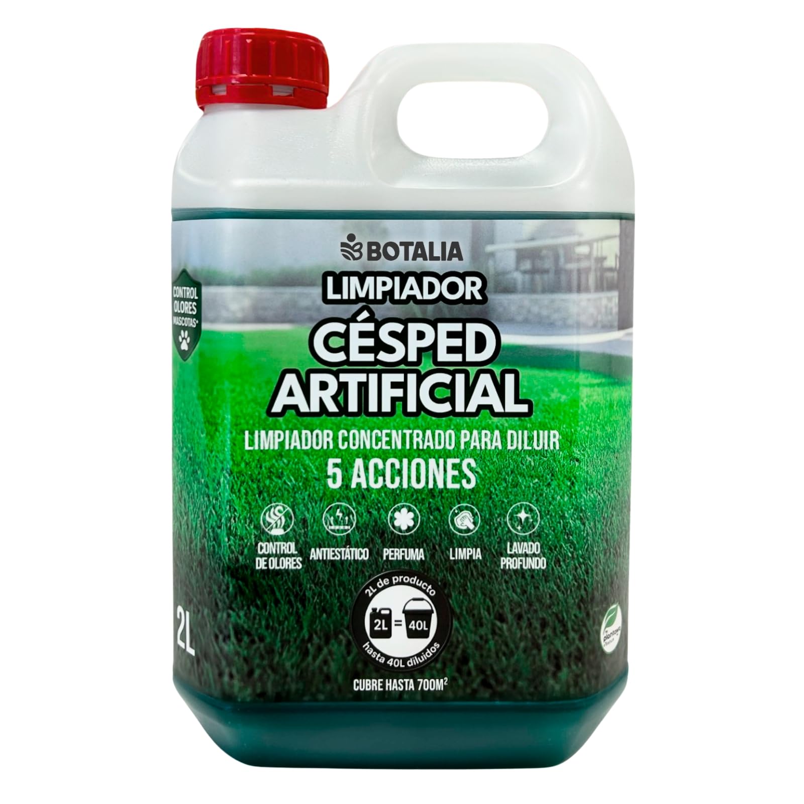 PLANTAWA Higienizador Concentrado 2L para Cesped Artificial, Limpiador Enzimático 3 acciones, Ideal Jardín, No Tóxico, El paquete puede variar