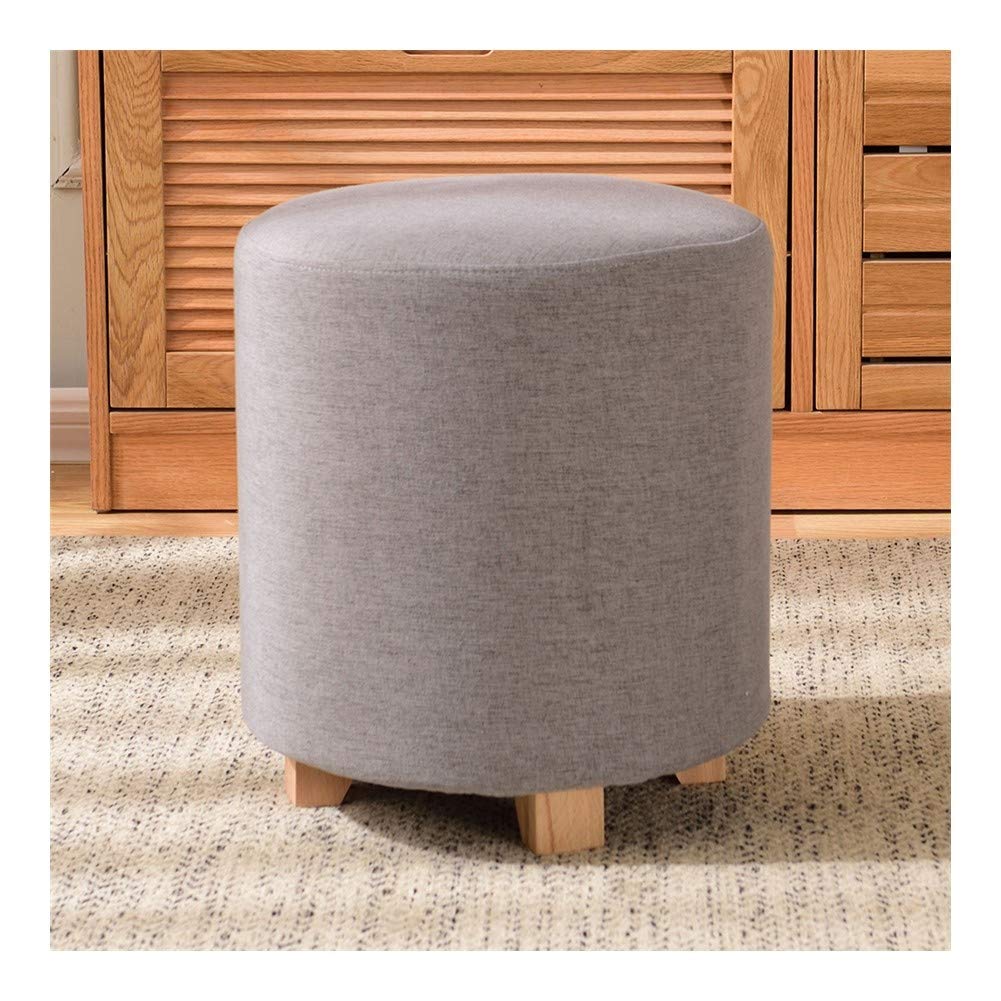 Tabouret de maquillage rond et petit repose-pieds en bois pour salon gris