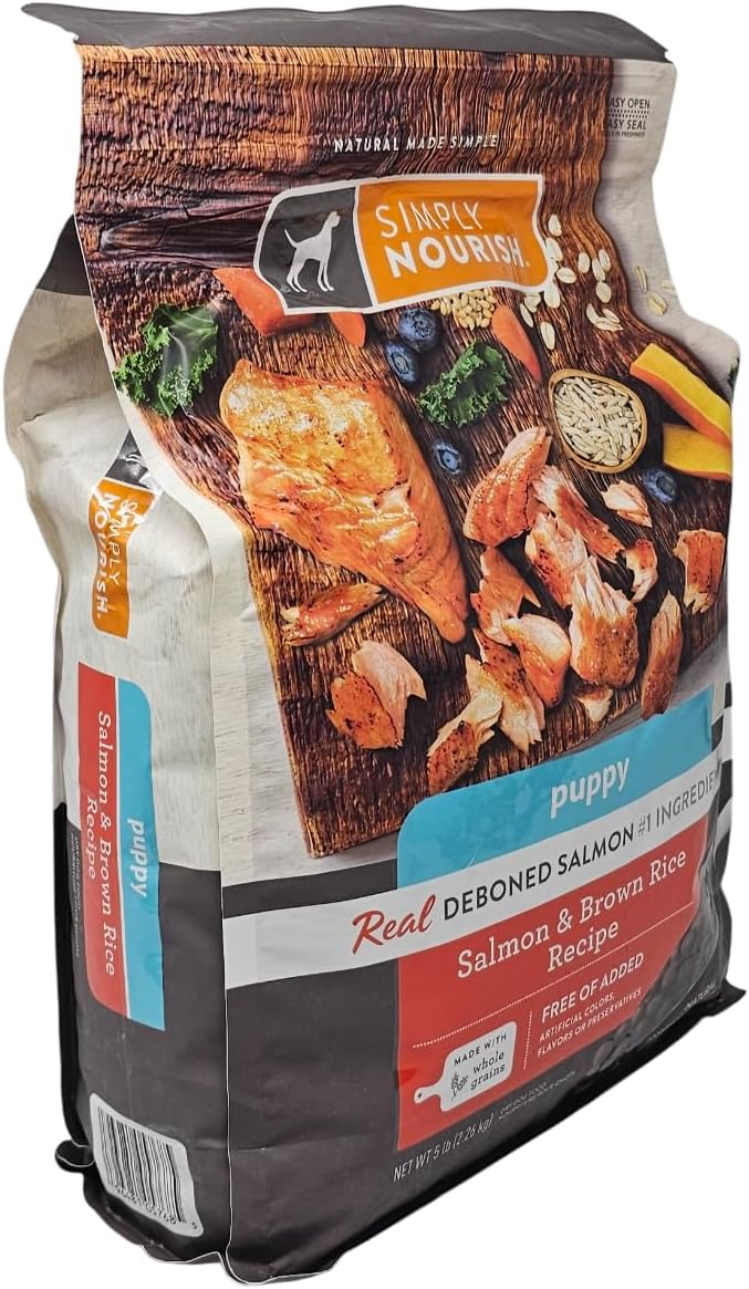 SIMPLY NOURISH Puppy Salmon and Brown Rice Dry Dog Food, 5 Pound Bag