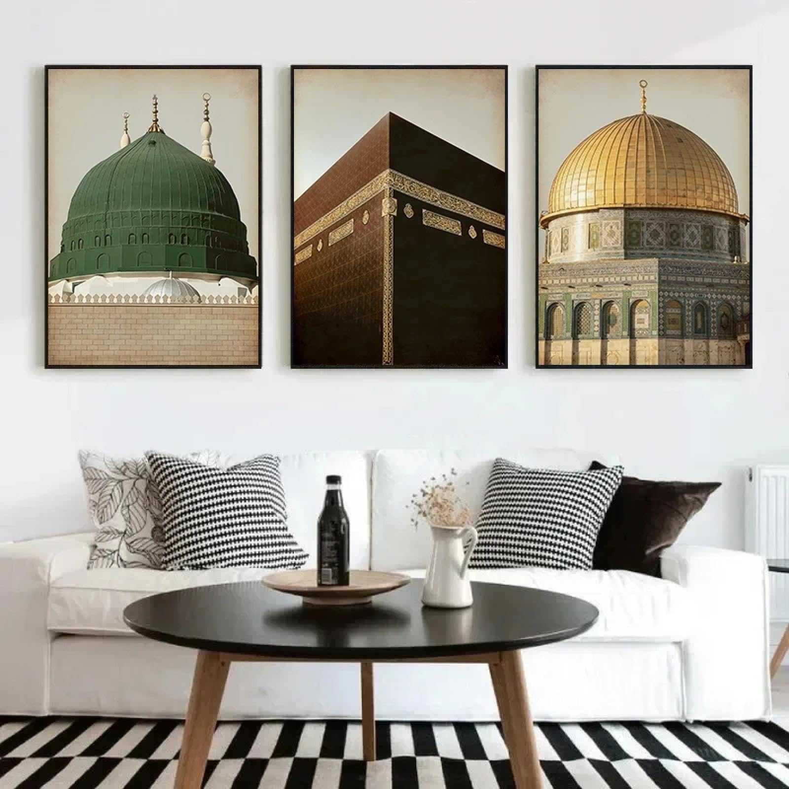 Ltjiajuypd Frameless Islamic Masjid Mosque Mecca Medina Kaaba Sacred Place Posters Canvas Painting Print Wall Art Pictures Living Room Decor 40X60cm-3Pcs