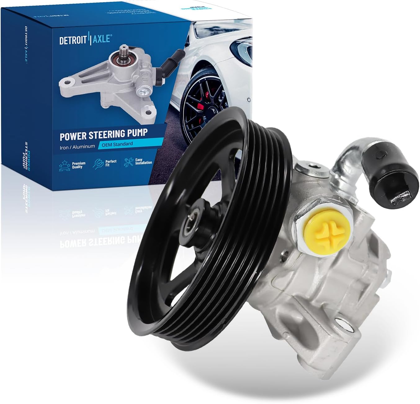 Detroit Axle - Power Steering Pump for Chevy Equinox Traverse GMC Enclave Saturn Outlook Vue Pontiac Torrent Power Steering Pump with Pulley Replacement 96-2403