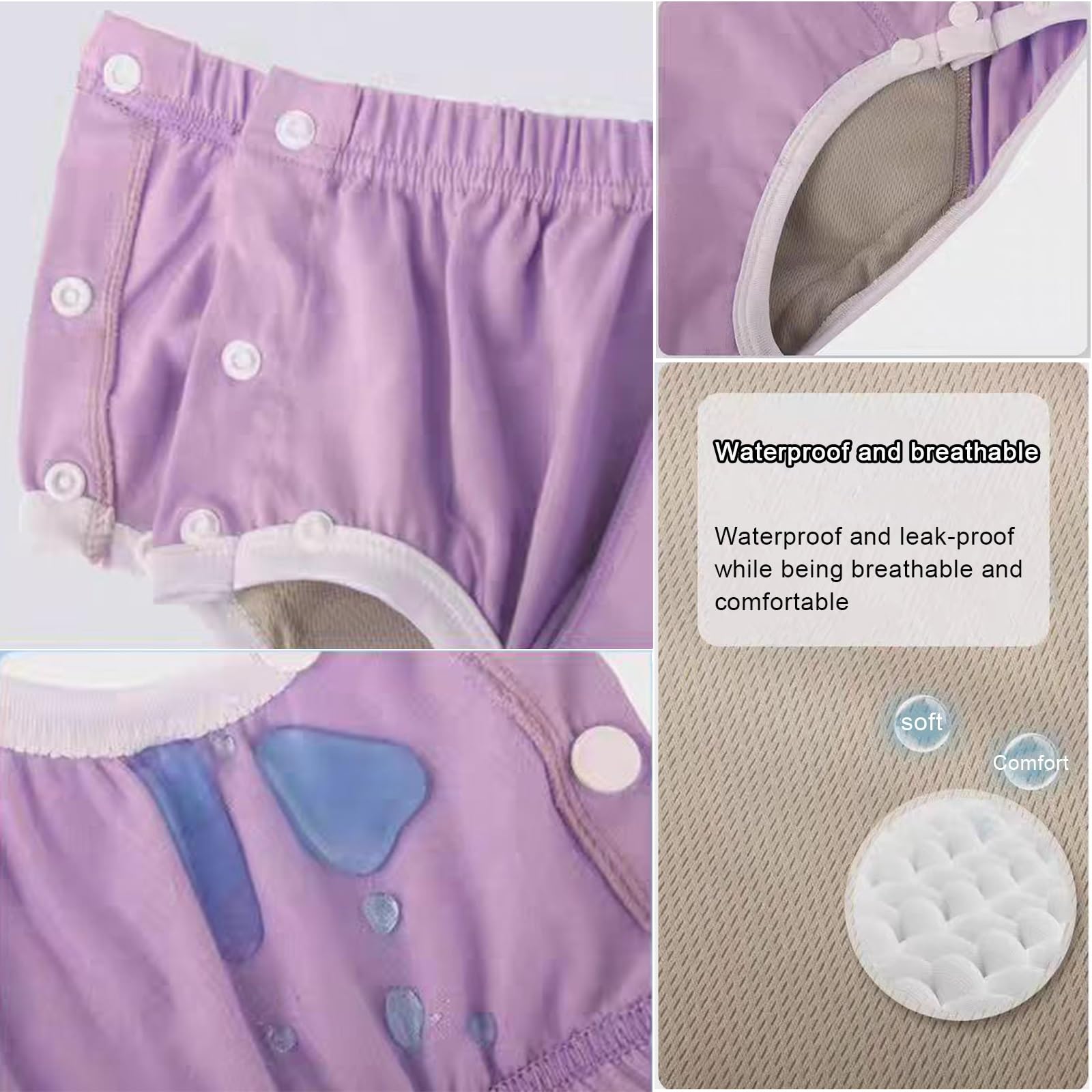 4 Stück Stoffwindeln für Erwachsene,Inkontinenz Höschen Waschbar Wiederverwendbare Stoffwindeln Inkontinenz Pants für Erwachsene Windeln Auslaufsichere Unterwäsche(Large)