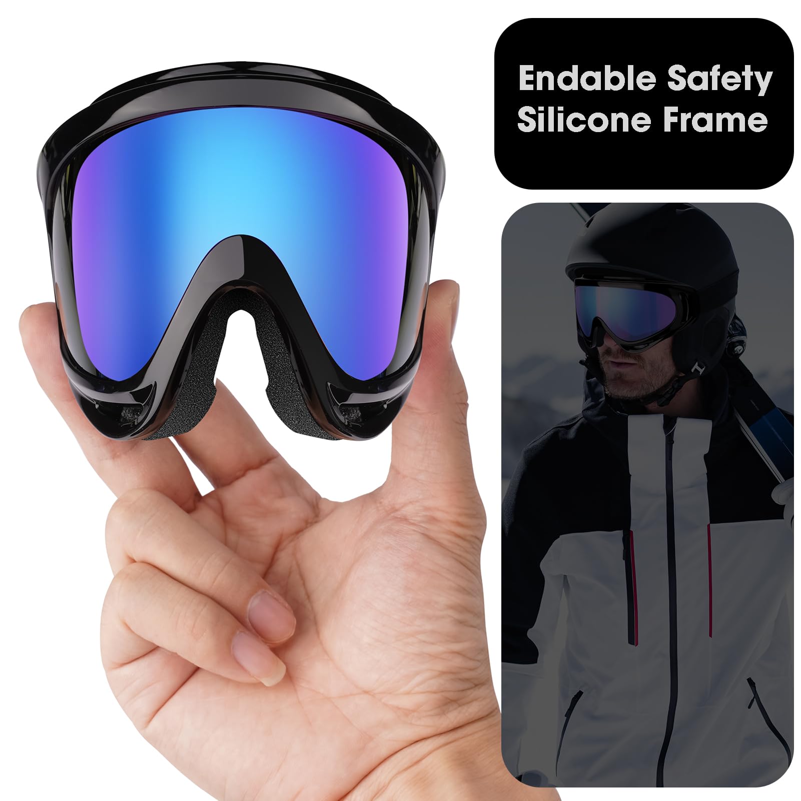 Braylin 2-pak gogle narciarskie, gogle snowboardowe dla mężczyzn, kobiet, młodzieży, dzieci, chłopców lub dziewcząt, gogle do skuterów śnieżnych