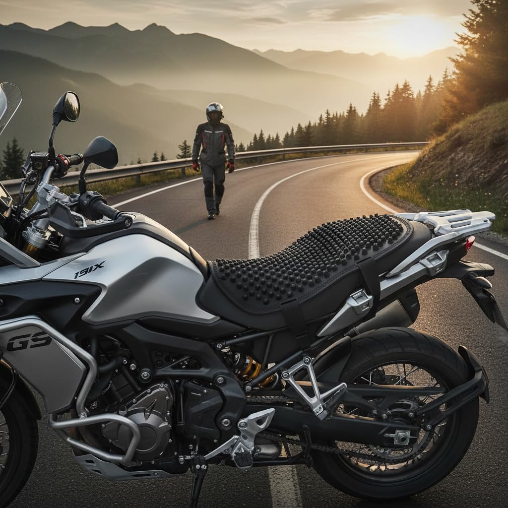 Coprisedile Moto in Gel Colonne d'Aria Antiscivolo, 2 Cinghie