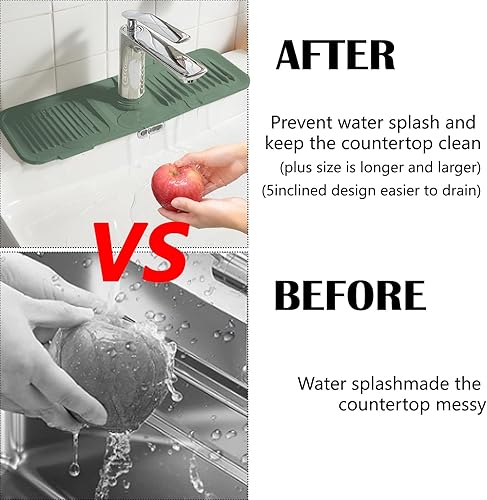 Miniatura 5 de Protector contra salpicaduras de grifo de 24 pulgadas, alfombrilla de silicona para atrapar agua, tapete para fregadero de grifo para cocina, baño,