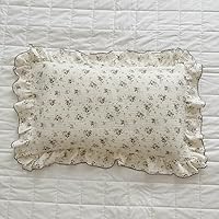 Vista 45 de BuLuTu Funda de almohada de muselina de algodón para niños pequeños, diseño de brotes, funda de almohada Shabby Chic con borde de volantes, funda