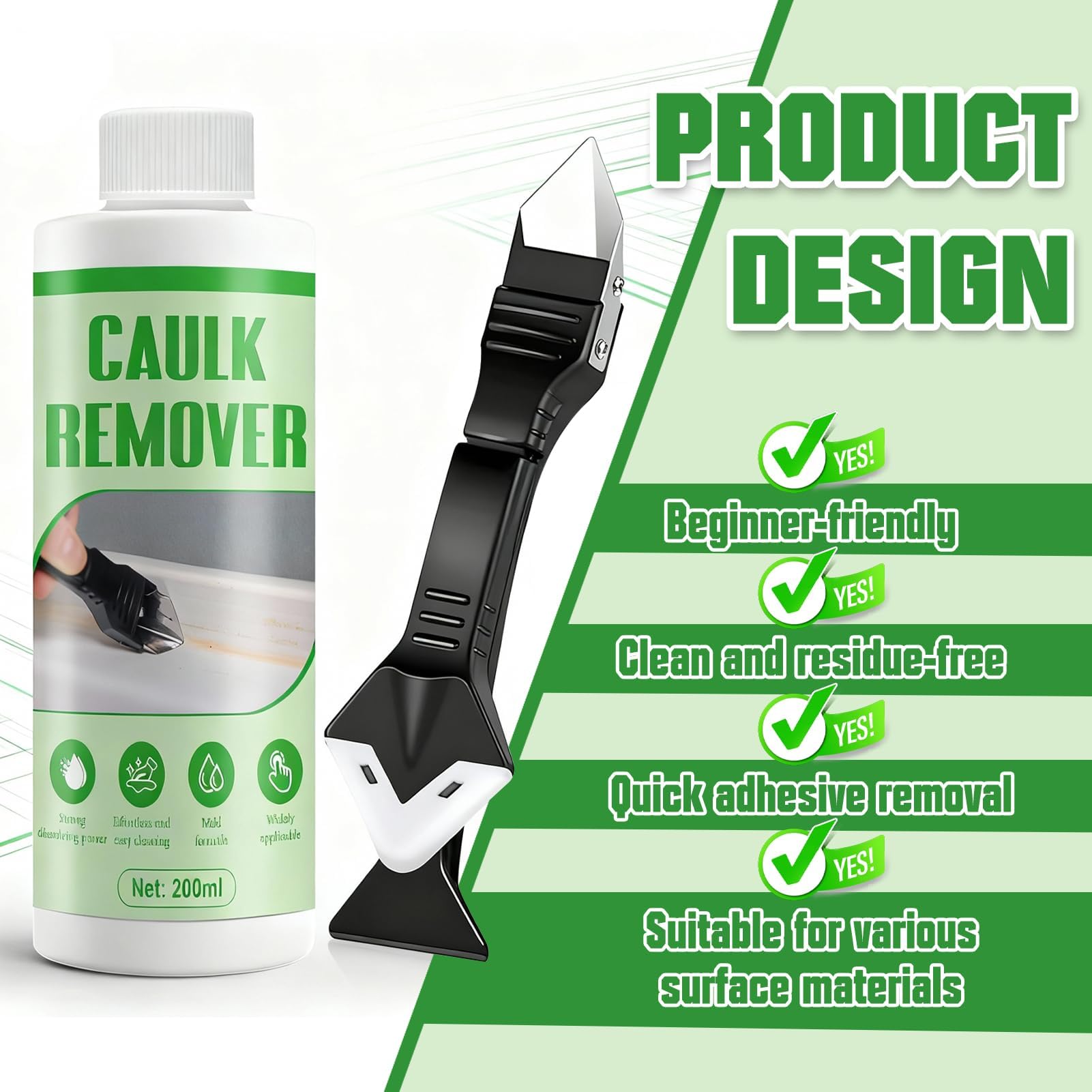 Rimuovi Colla, Sciogli Silicone, Rimuovi Silicone, Togli Silicone, Ammorbidisce e Scioglie Il Vecchio Sigillante, Adatto per Cucine, Bagni Lavandini, 200ml
