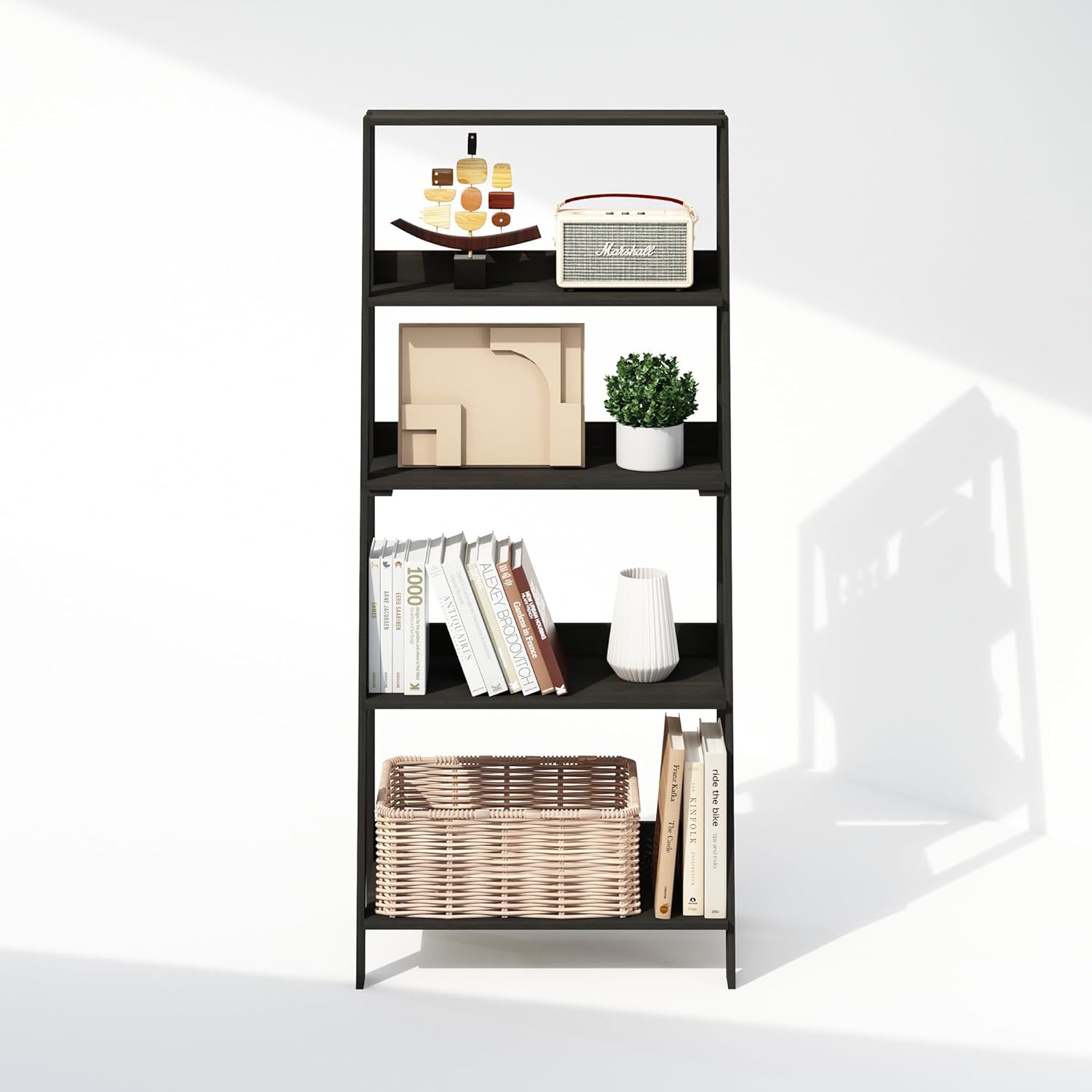 Furinno Ladder Display Shelf, 5-Tier, Espresso