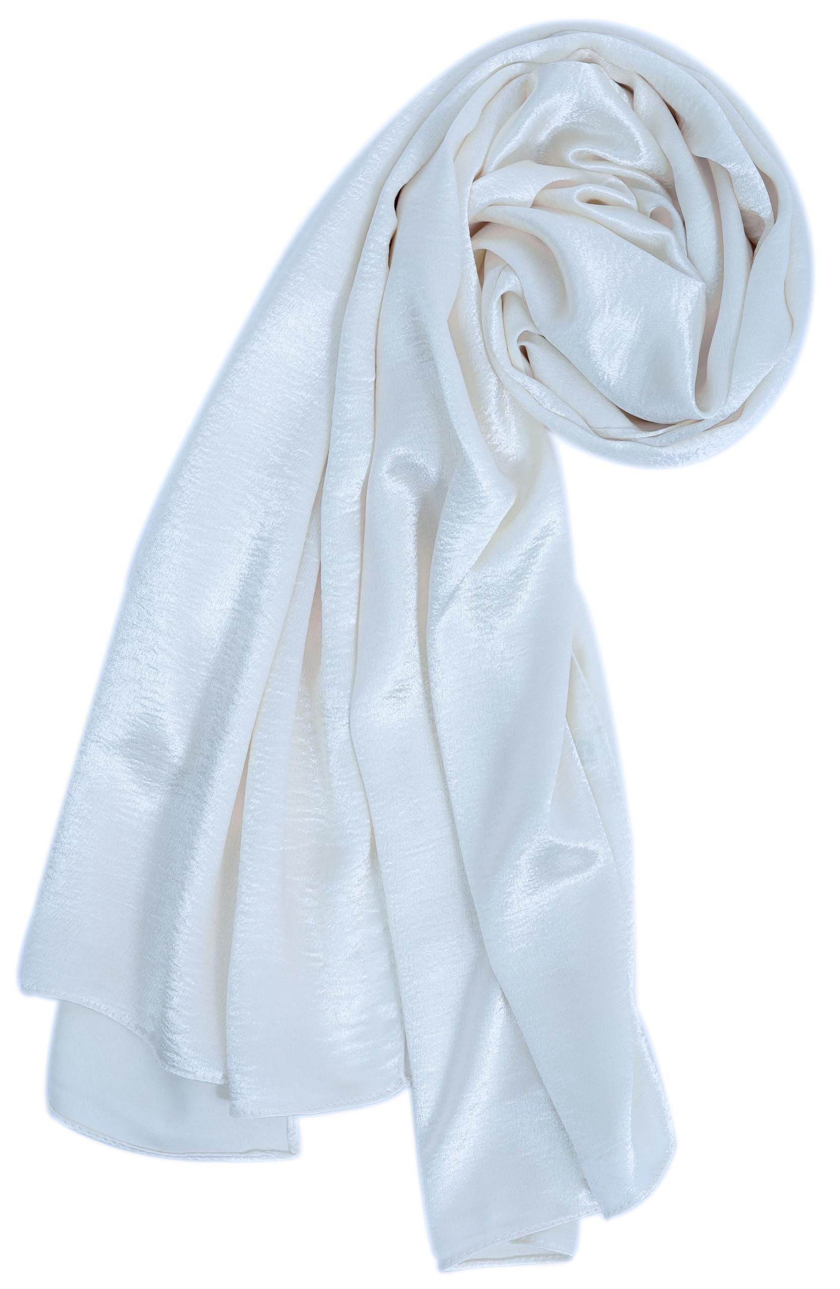 World Of Shawls Women's Off-White Luxurious Crushed Velvet Hijab Scarf – Soft Lightweight Gold Shawl For – Elegant Modest Wear, Evening Or Daily Styling, Wedding Or Party Scarf (Off White)