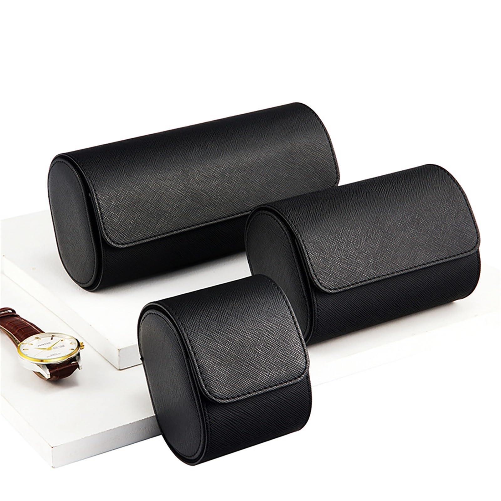 Scatola for Rotoli Di Orologi Da 2 Pezzi Per Orologi | Organizzatori di archiviazione for display in pelle moda borsa nera marrone blu da 1/2/3 slot