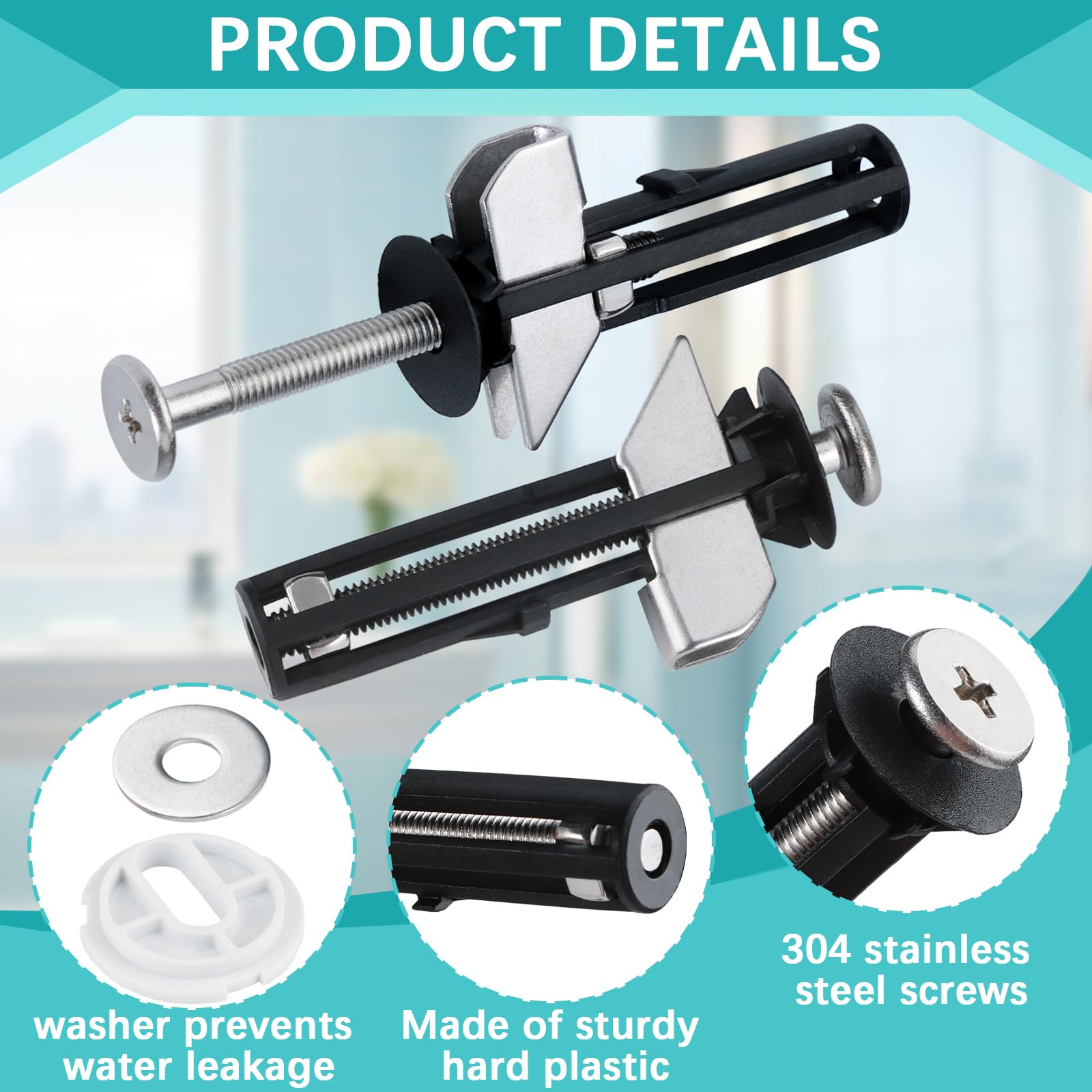 Nuovo Kit di Bulloni per Sedile WC 4 Pezzi, Universale Lungo, Vite Dado in Acciaio Inox Antiruggine di Alta Qualità, Accessori per Manutenzione Coperchio Toilette, facile da installare