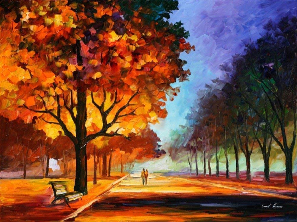 Landscape Painting Oil Wall Art On Canvas By Leonid Afremov Studio Flaming Night
