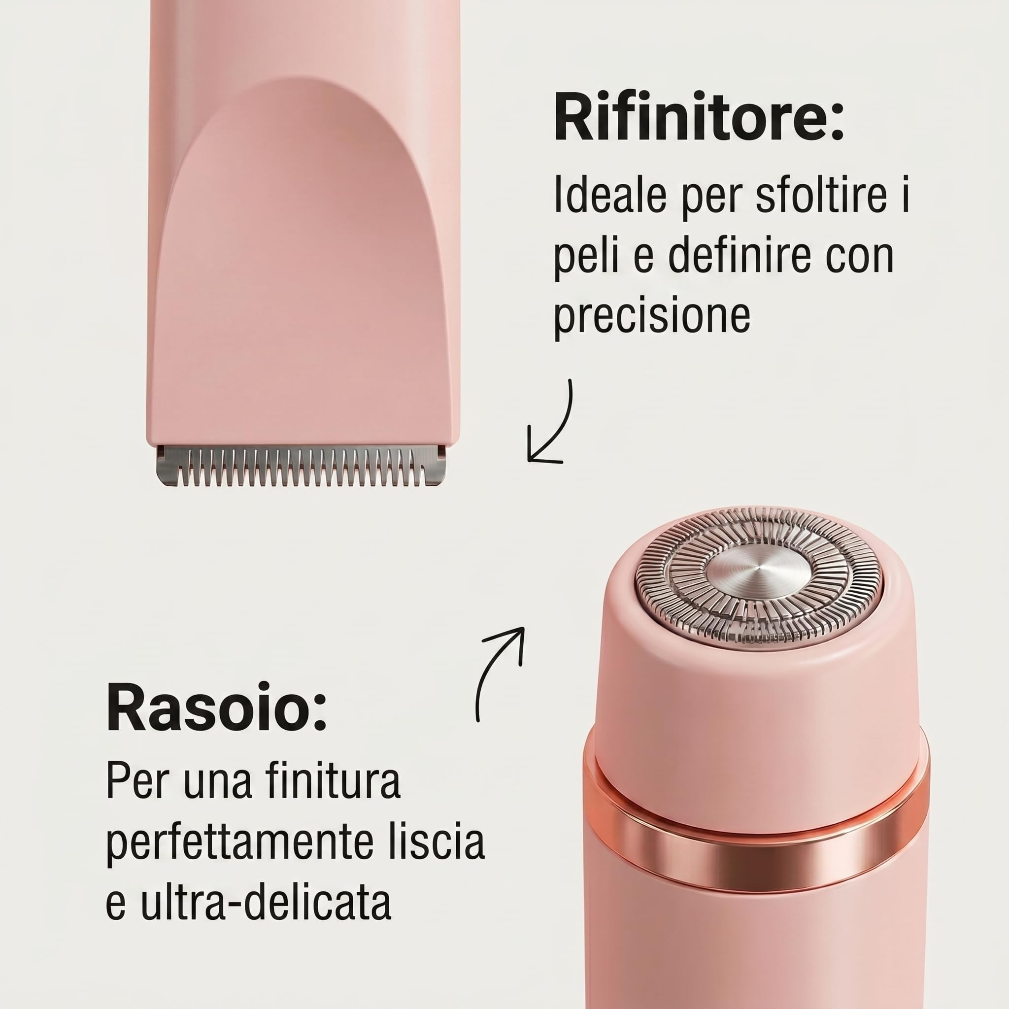 sovalya rasoio Rifinitore Intimo 2 in 1 Donna IPX10 con Lame Ceramica | 2 testine, IPX7, uso wet dry, zona bikini, viso e corpo, ricarica rapida, lame in ceramica, design compatto