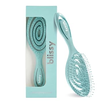 Blissy Detangling Brush for Curly, Thick & Natural Hair - Flexible Silicone Bristle Hair Brush for Women, Wet & Dry Use Blue