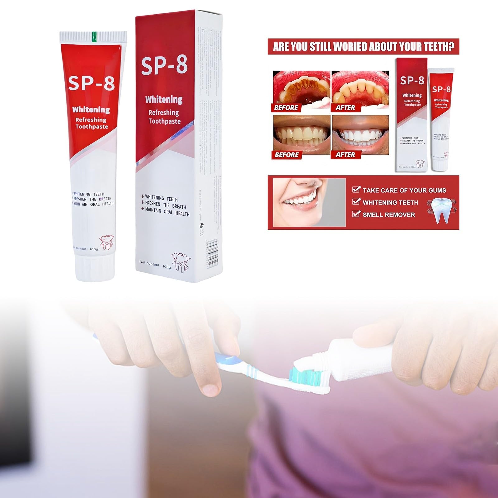 SP-8 Probiotic Toothpaste Brightening Toothpaste Deep Cleaning Care Toothpaste Fresh Breath