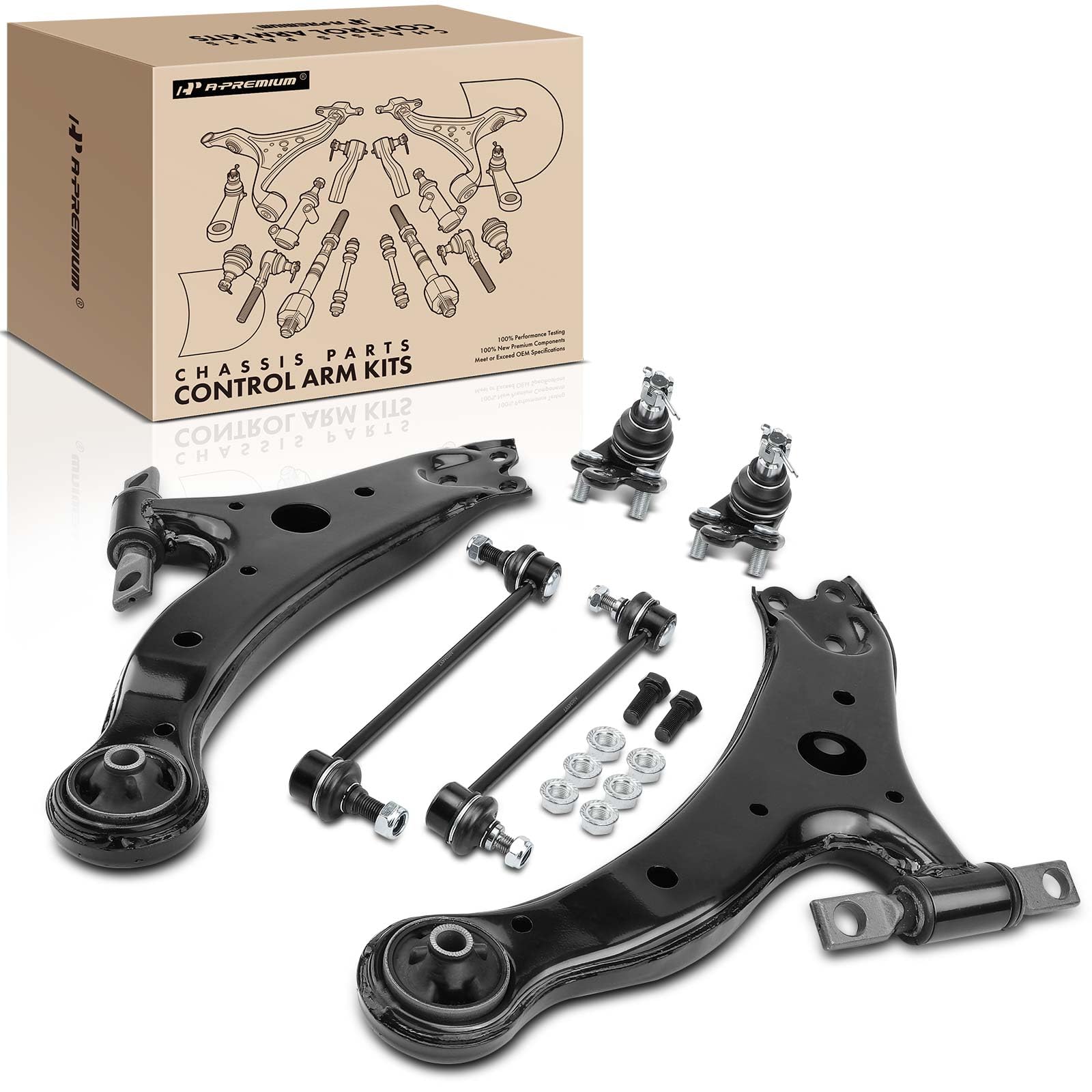 A-Premium Set of 6, Front Lower Control Arm, Sway Bar Link, Lower