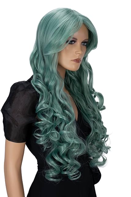 Foto 4 de 6 de CAISHA Peluca De Pelo Extra Largo De 80cm Peluca De Fiesta De Cosplay Voluminosa Wig Verde Menta CP5
