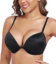 DotVol Women's Thick Padded Push Up Deep Plunge Underwire T-Shirt Everyday Bra