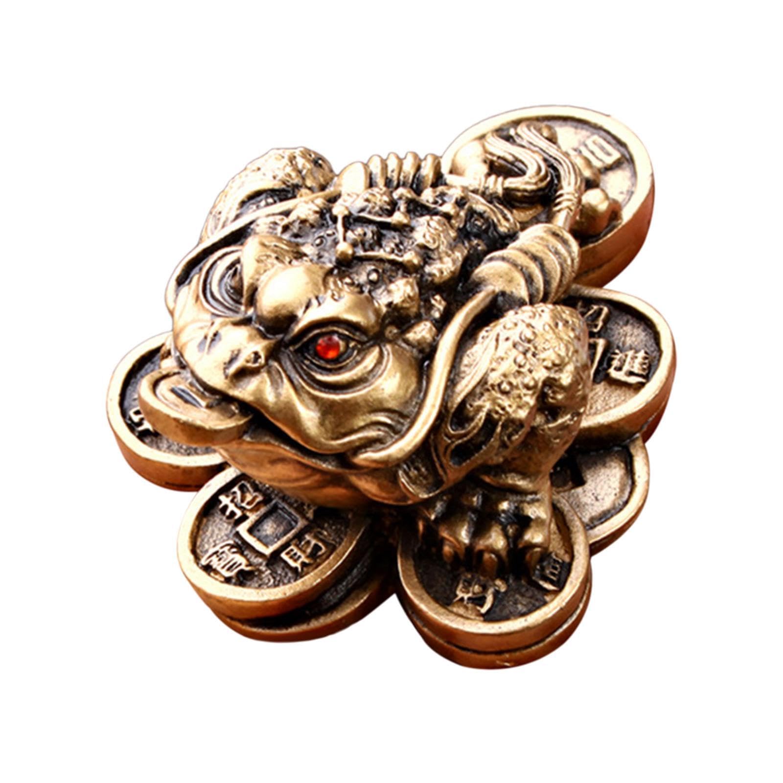 Zambuph Artsy Brass Money Toad Table Decoration Souvenir Gift Item To Share Prosperity With Friends And Family Chinese Resin Lucky Money Frog Statue Crafts Tabletop Resin Wealth Fortune Toad Figurine