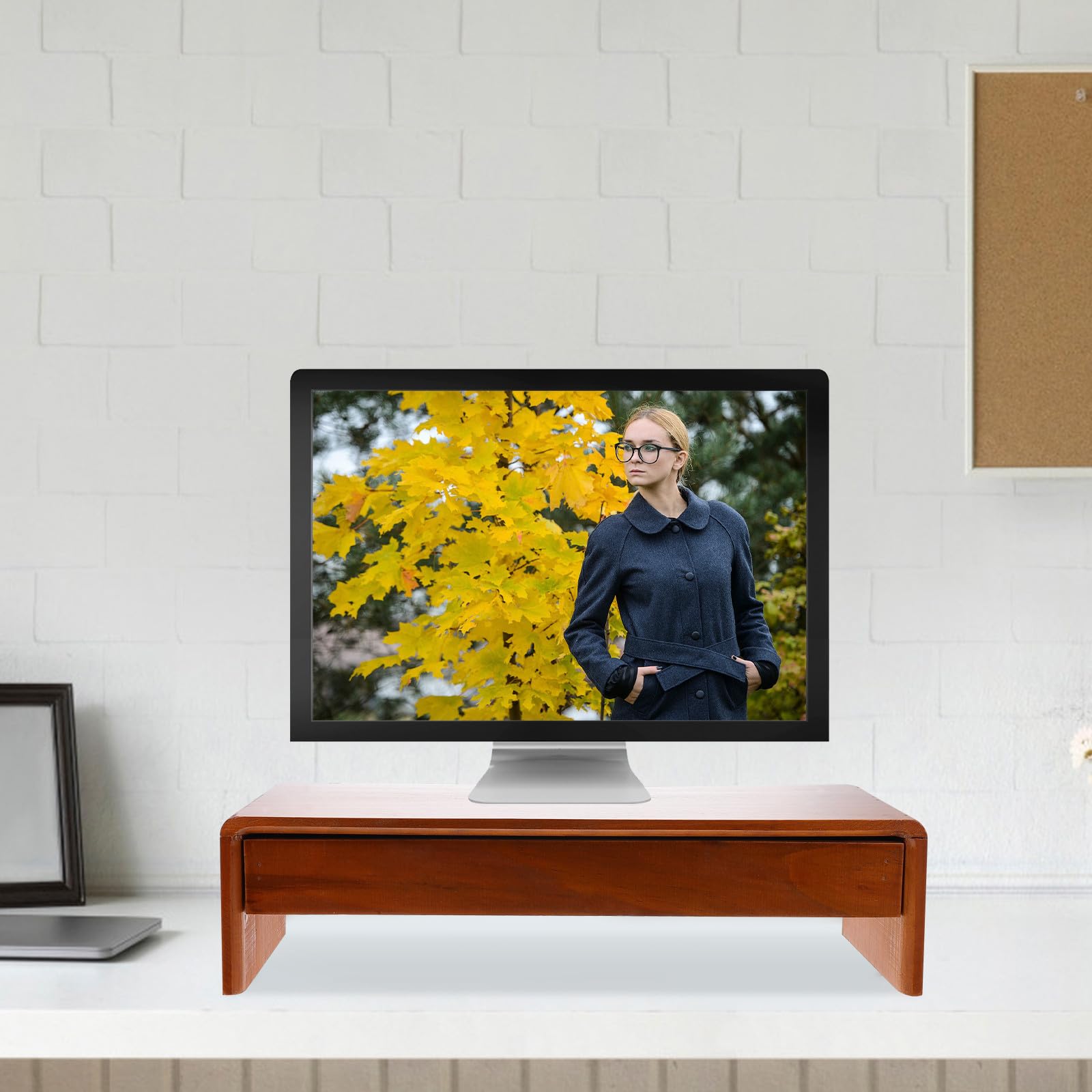 GANAZONO Soporte para Monitor de Madera, Elevador de Pantalla para Oficina
