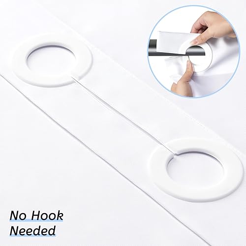 Miniatura 5 de Furlinic Cortina de ducha blanca impermeable de 72 x 75 pulgadas, no necesita gancho, cortina de baño de tela de poliéster suave con 10 ojales