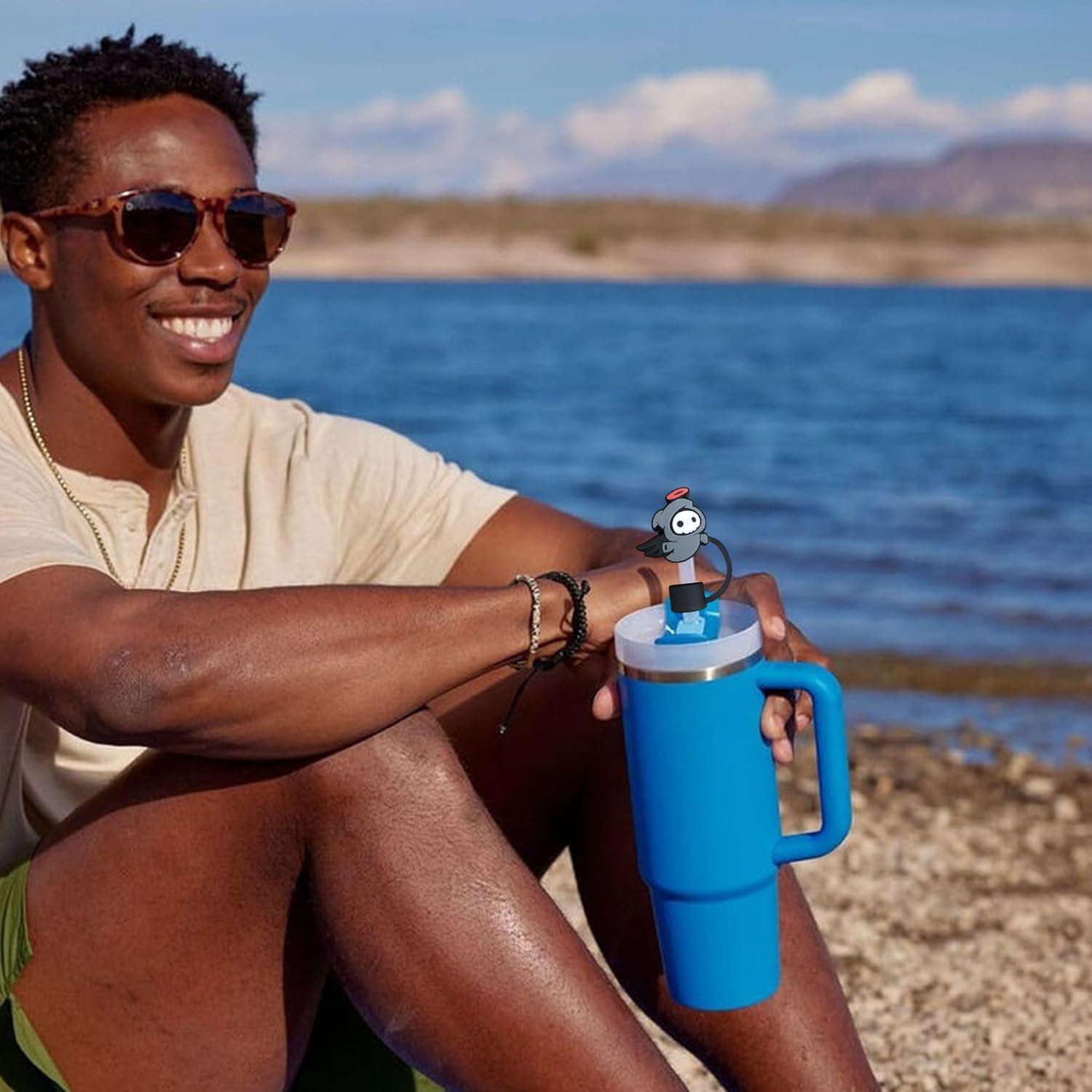 Black Halloween Straw Toppers Reusable Drinking Straw Cover Cap for Stanley Cup Ghost Pumpkin Bat Cat Drinking Straw Covers 0.4in Cute Straw Tip Covers Decorations for Halloween Cup Accessories 4Pcs - Image 4