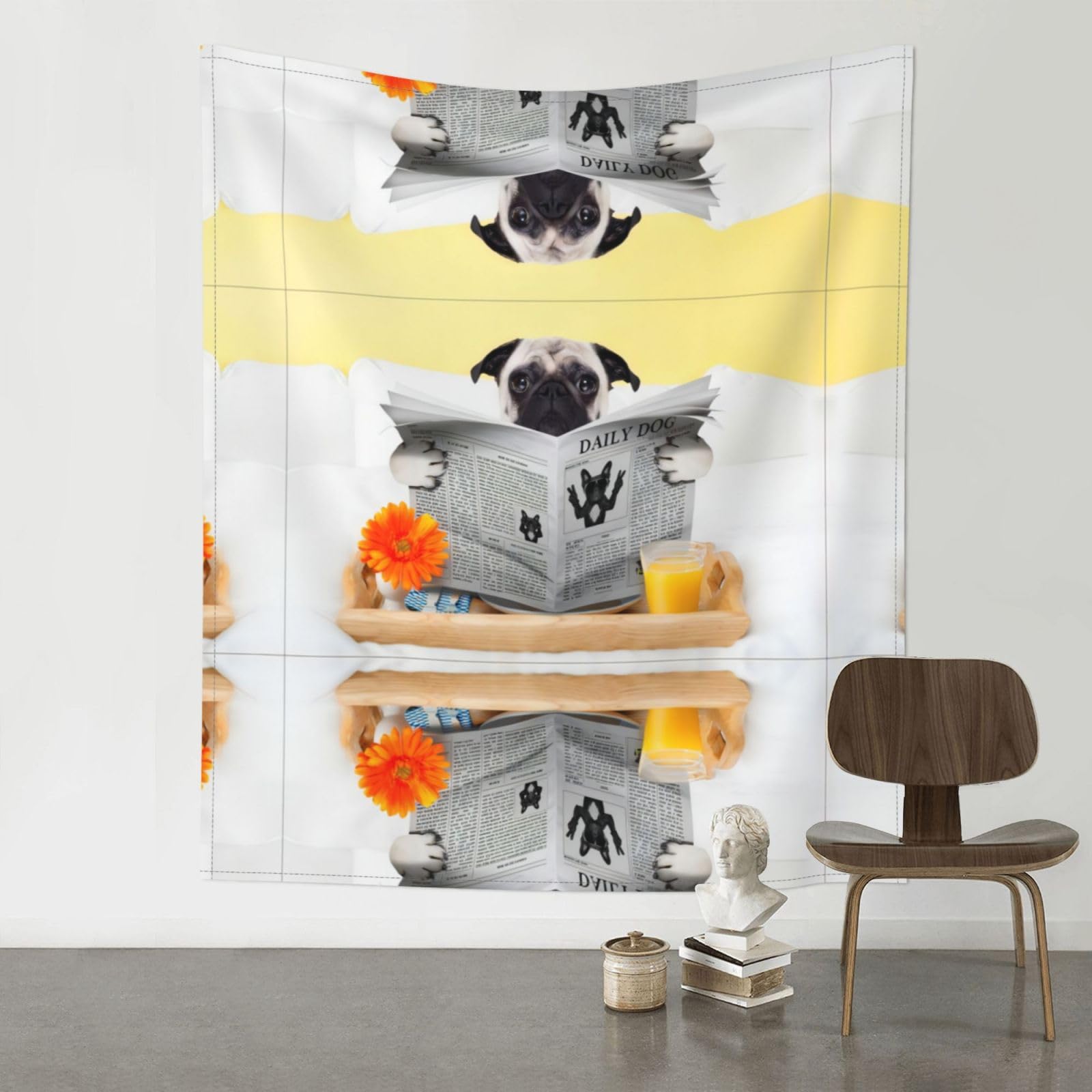 YYHWHJDE Pug Dog Prints 60x51in Wall Tapestry – Boho Decor Throw Blanket for Bedroom, Dorm, Beach Cover, Picnic & More
