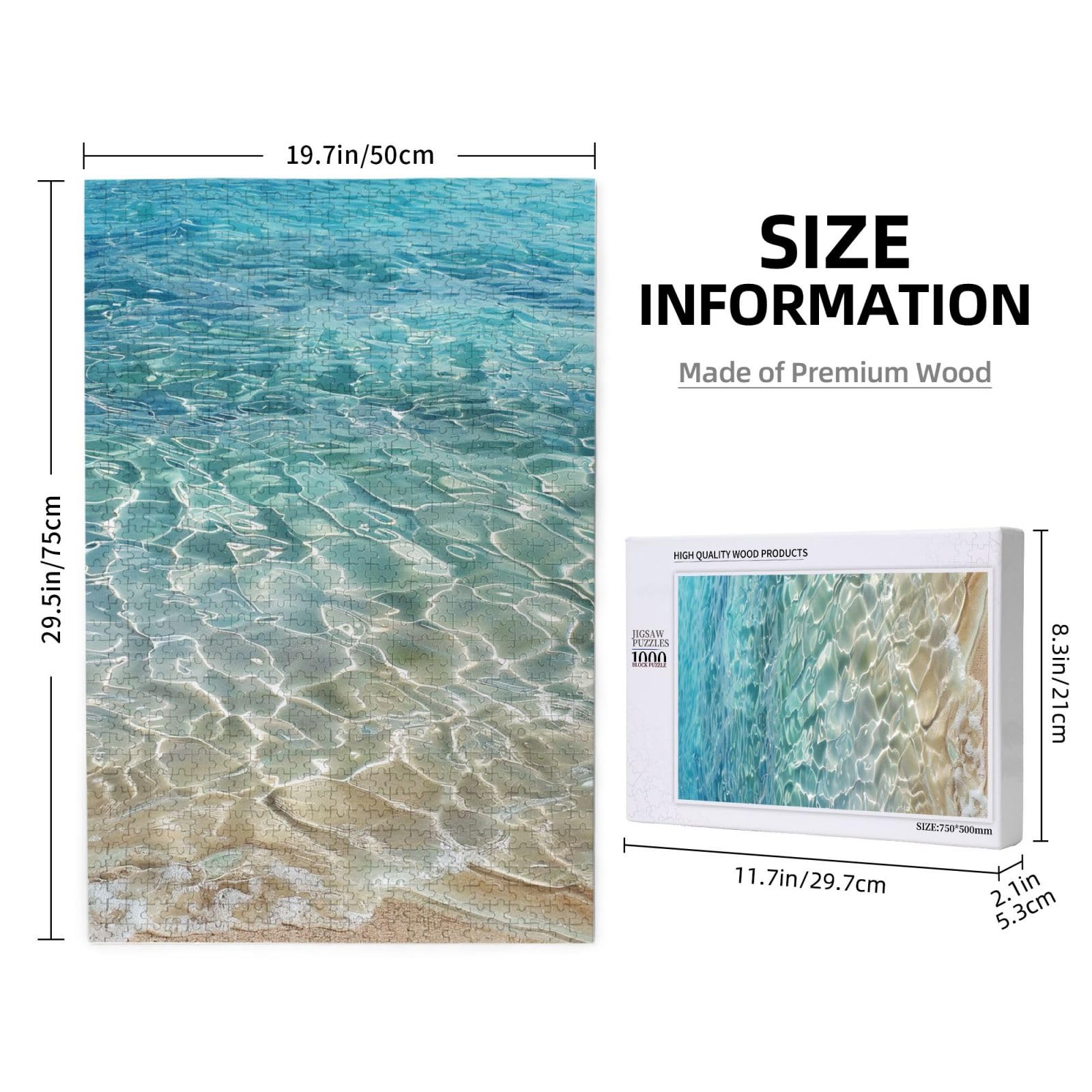 Puzzle da 1000 pezzi stampato con acqua di mare trasparente per adulti, gioco rompicapo per la casa, regalo decorativo per la casa (75 x 50 cm)